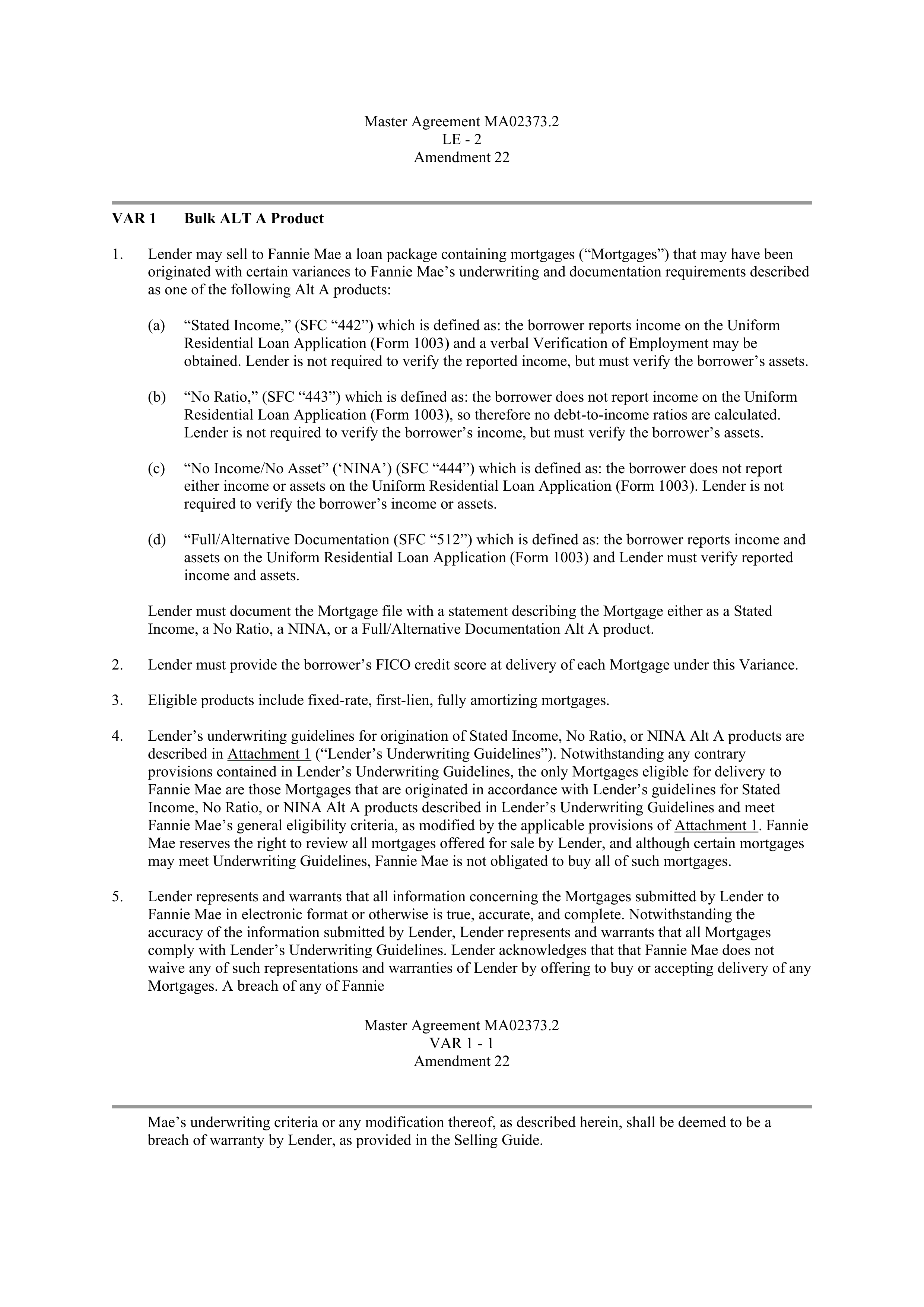 Fannie Mae Master Agreement — page 67
