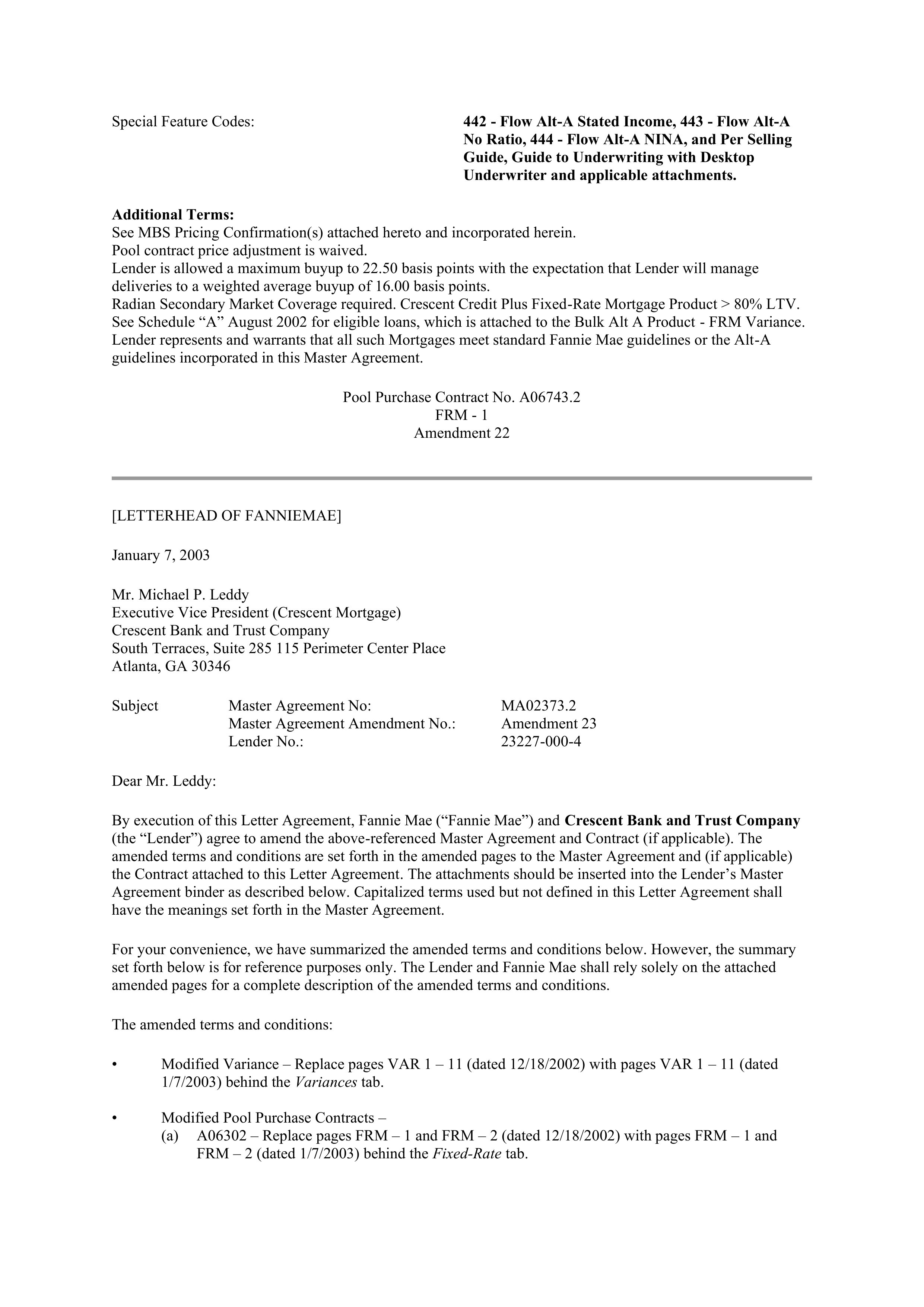 Fannie Mae Master Agreement — page 77