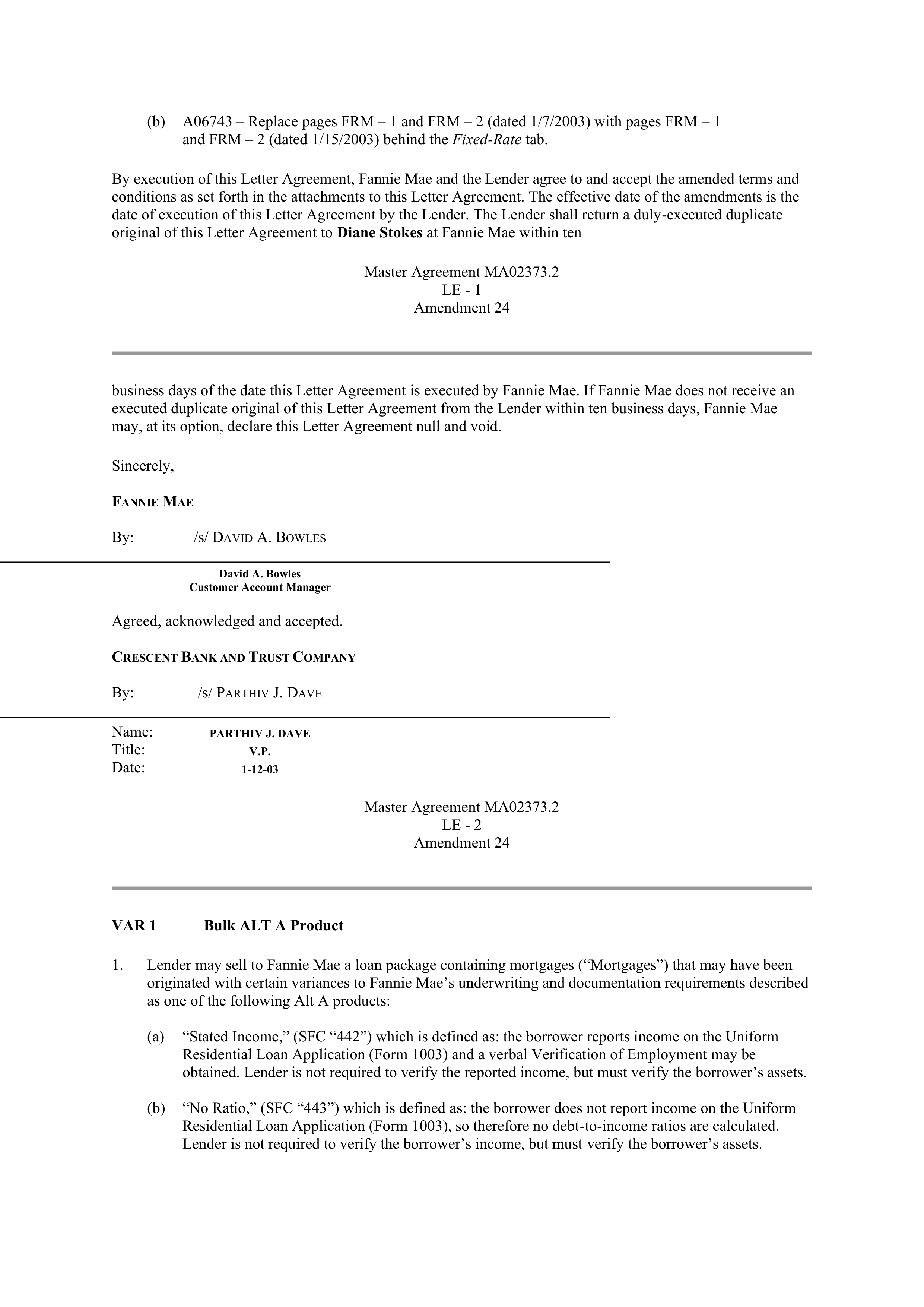 Fannie Mae Master Agreement — page 95