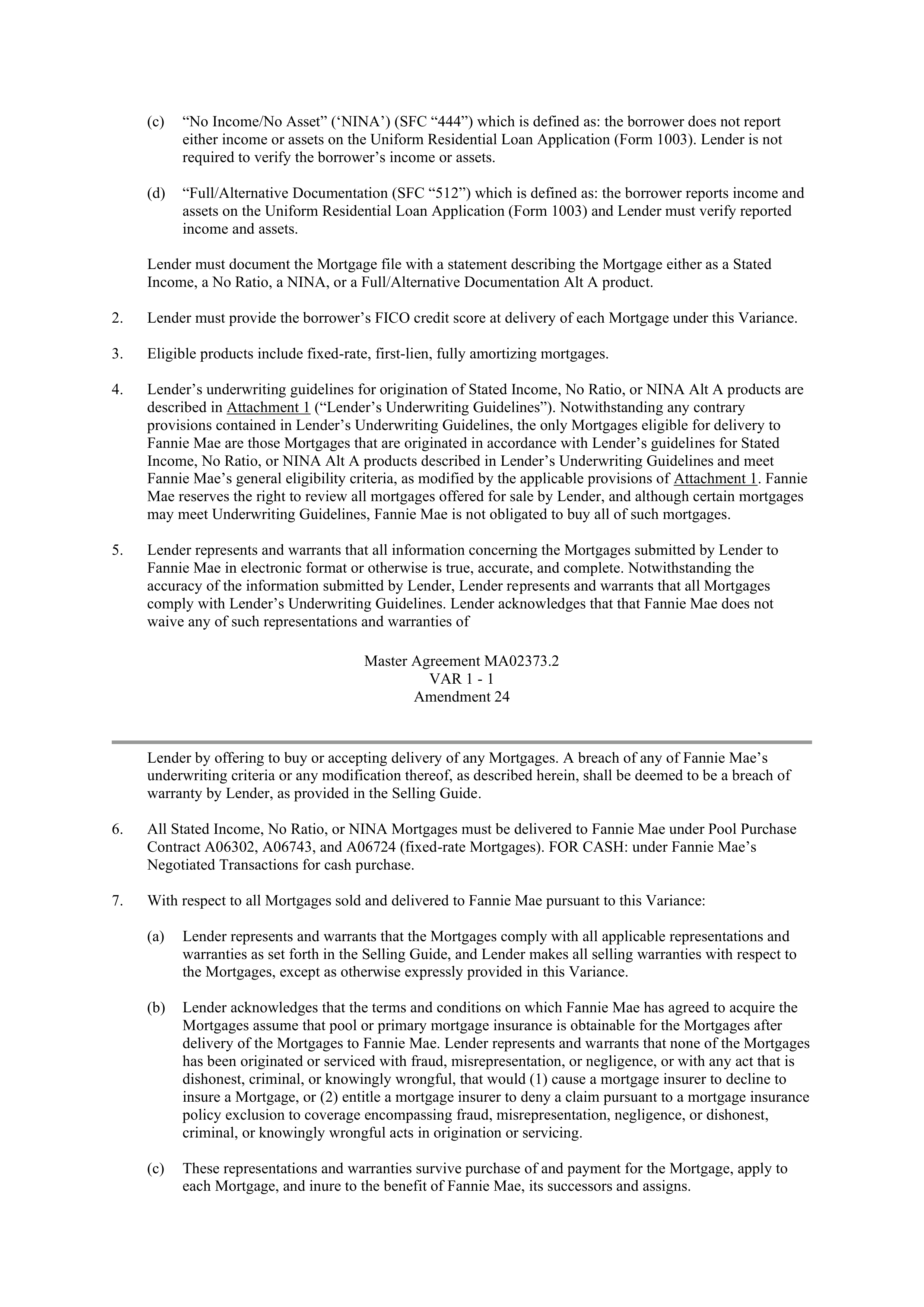 Fannie Mae Master Agreement — page 96