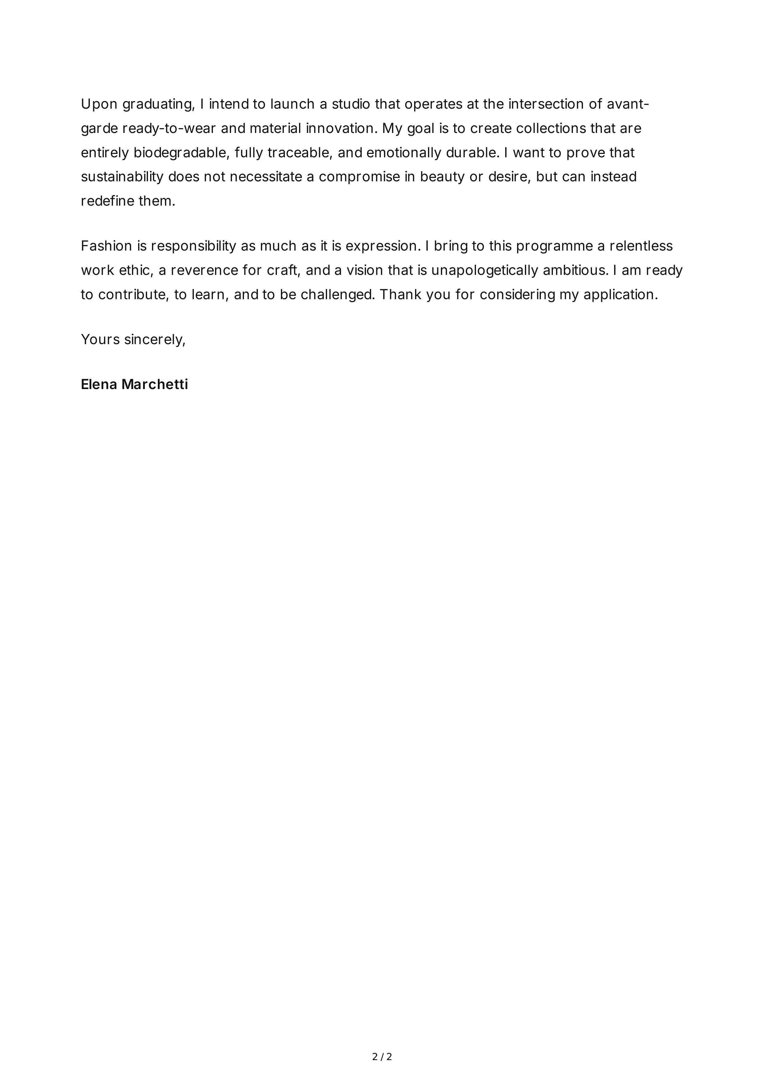 Fashion Design Personal Statement — page 2