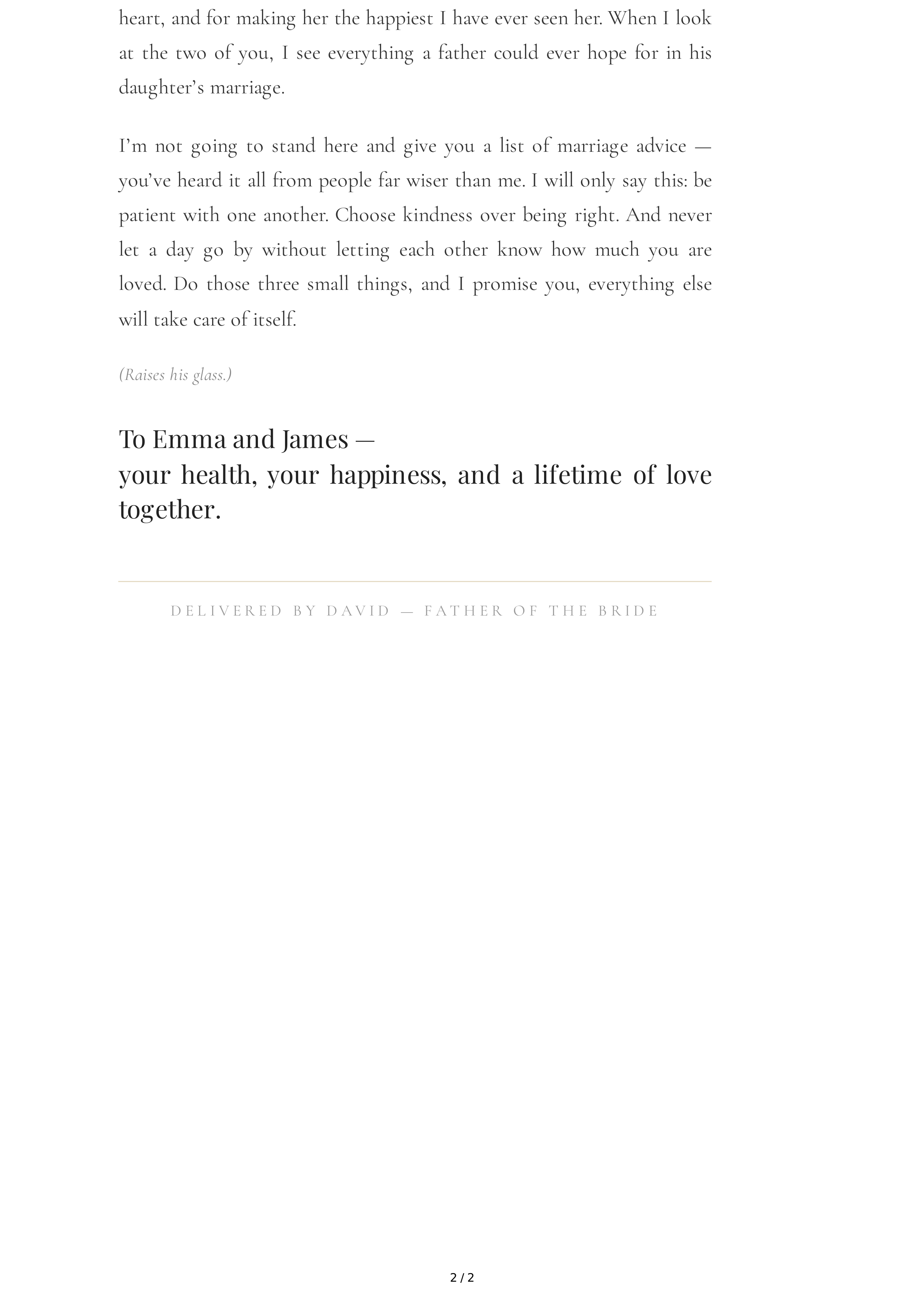 Father of the Bride Wedding Toast — page 2