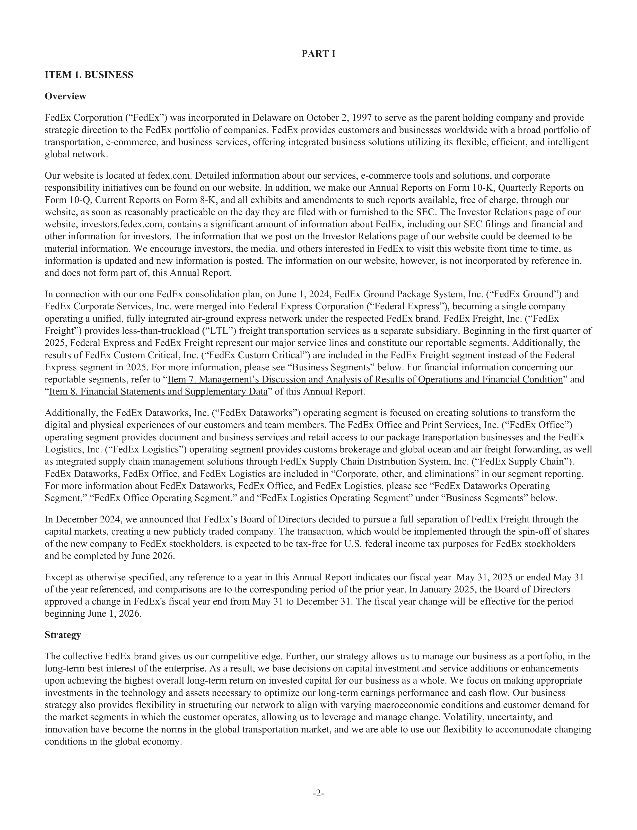 FedEx Annual Report — page 10