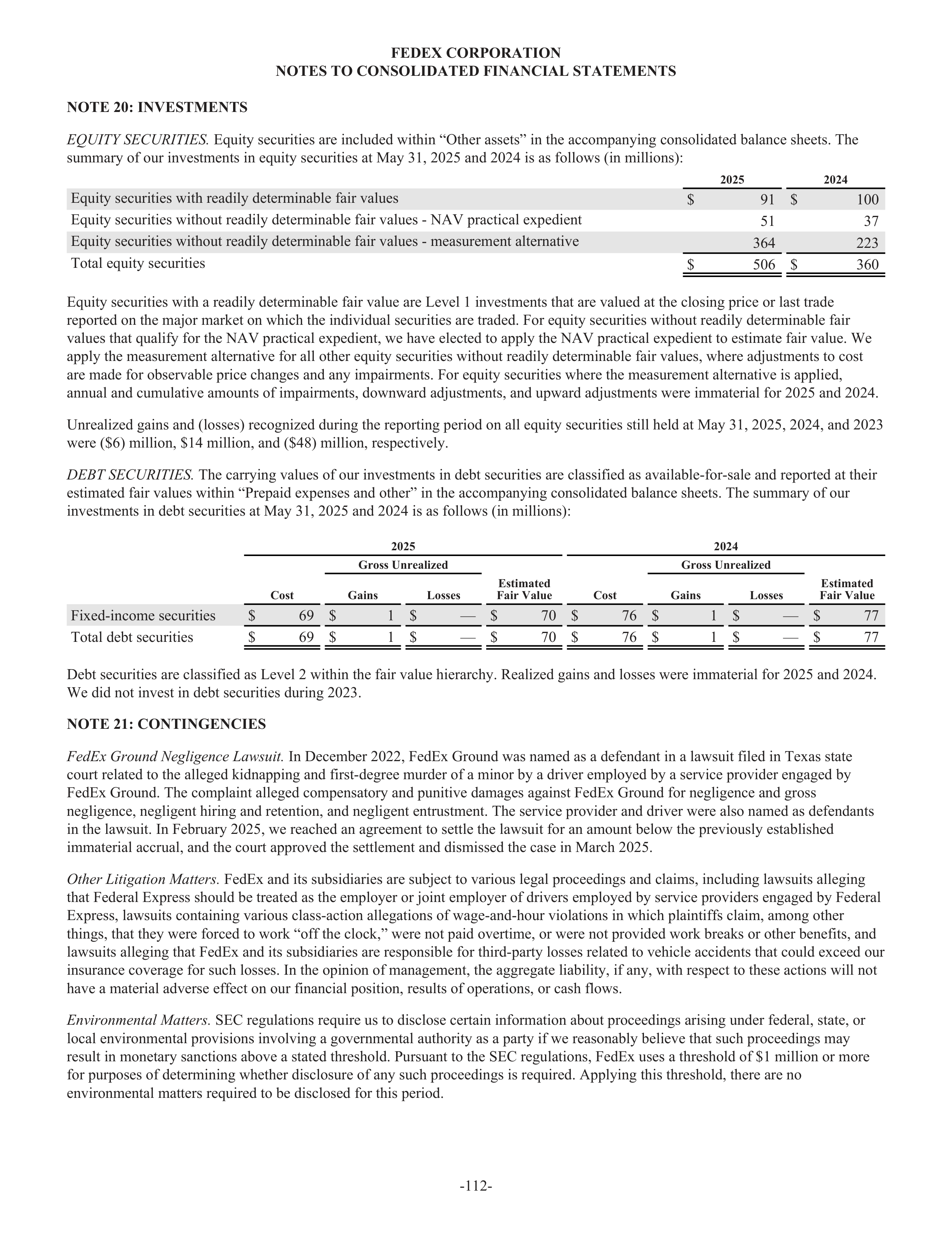 FedEx Annual Report — page 120