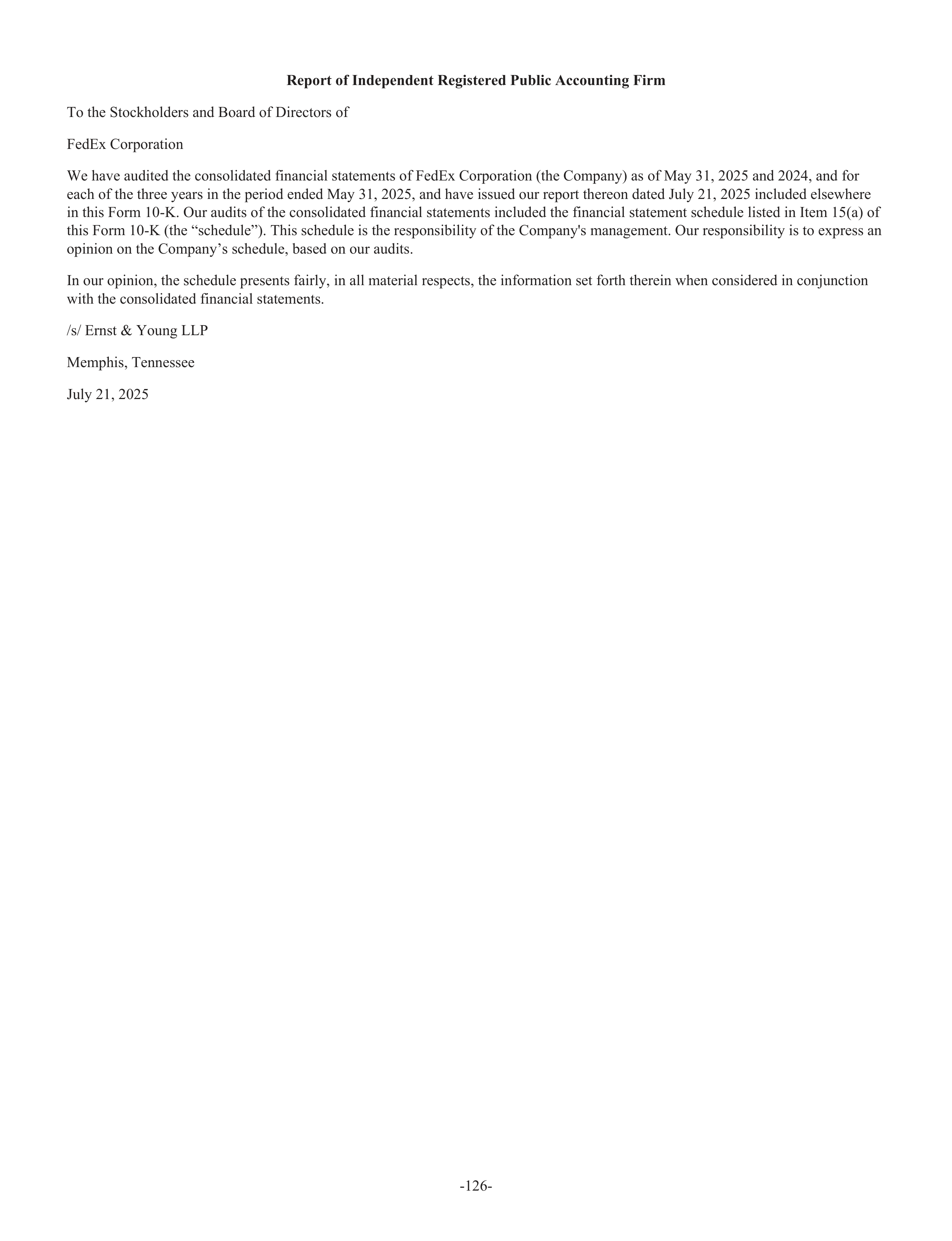 FedEx Annual Report — page 134