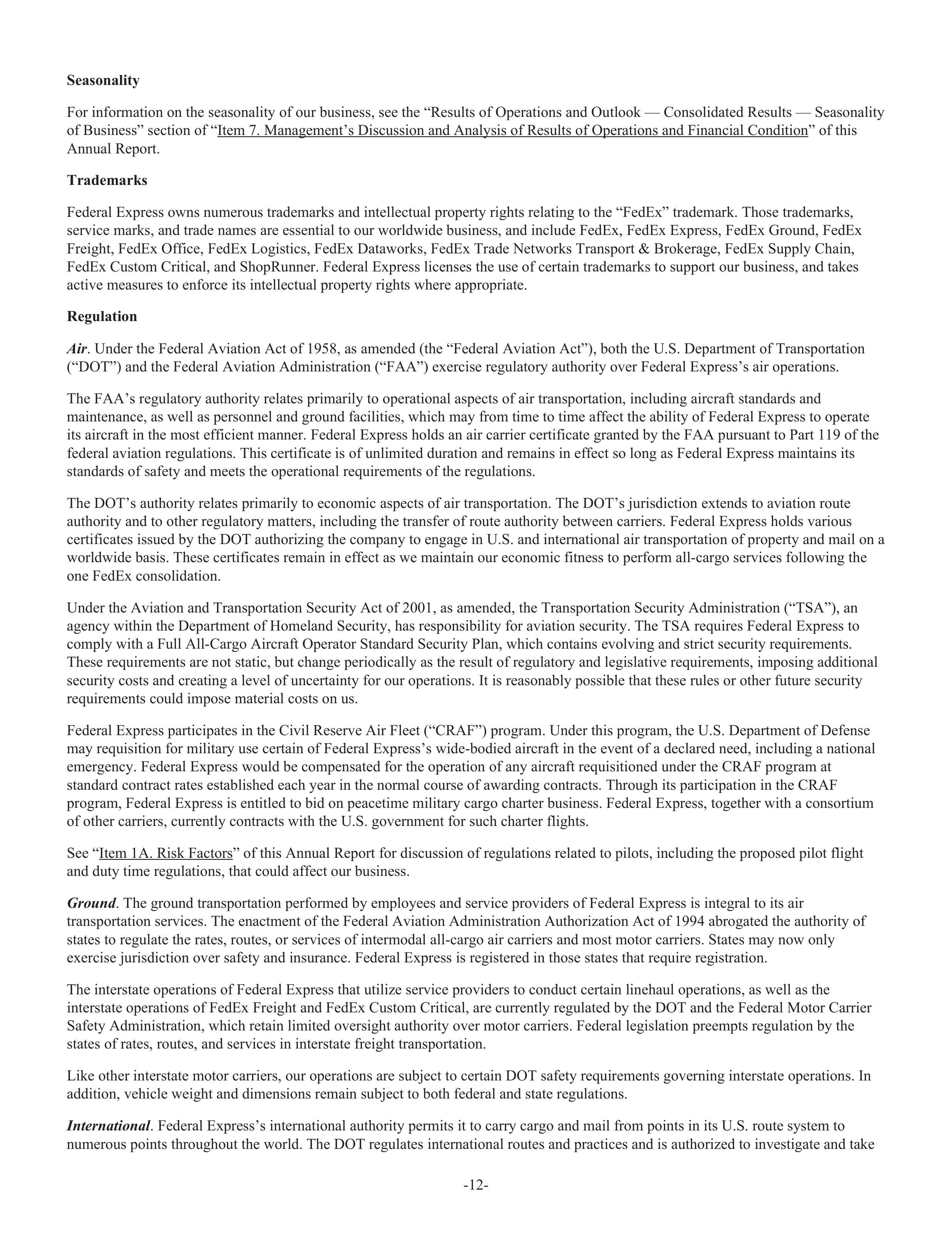 FedEx Annual Report — page 20