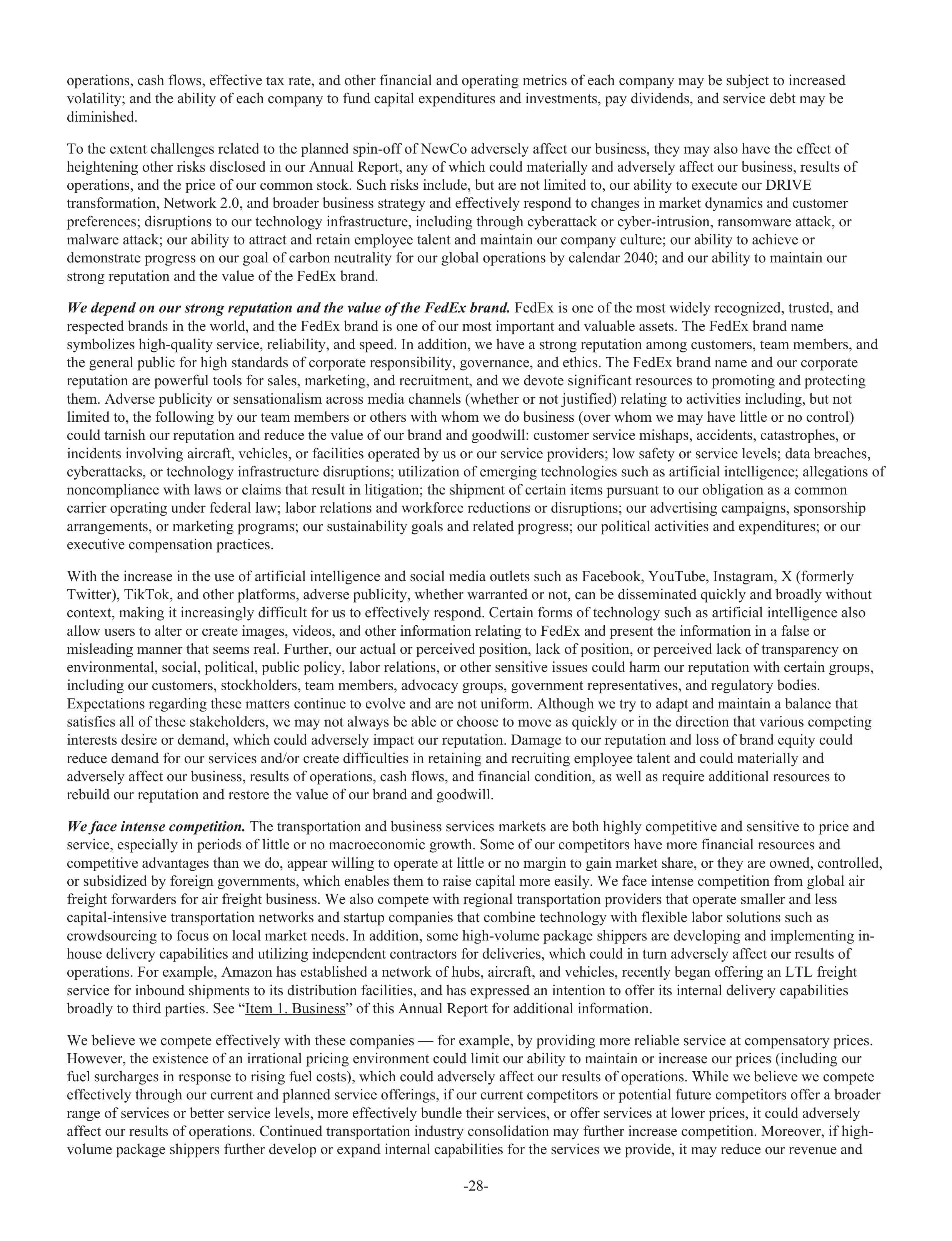 FedEx Annual Report — page 36