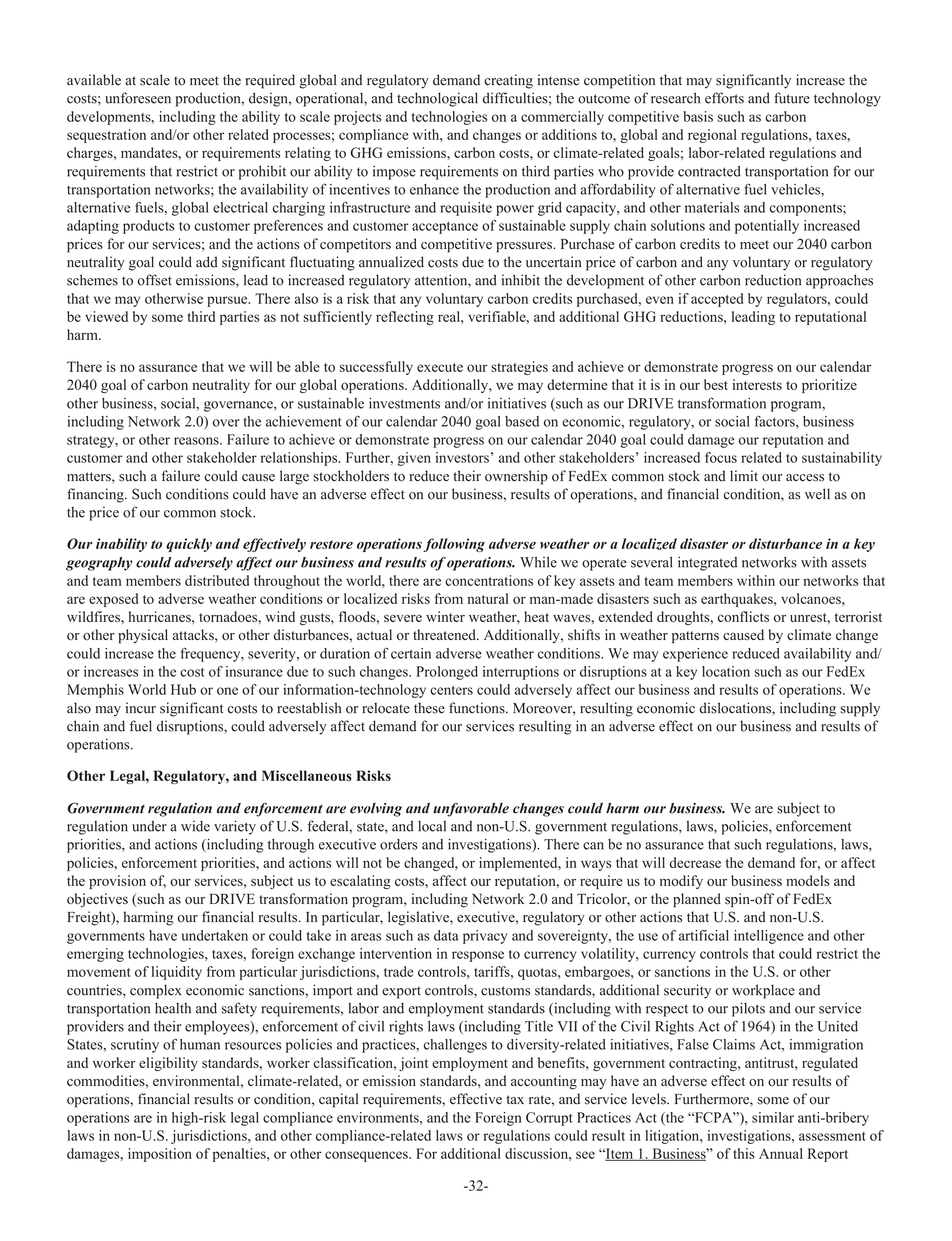 FedEx Annual Report — page 40