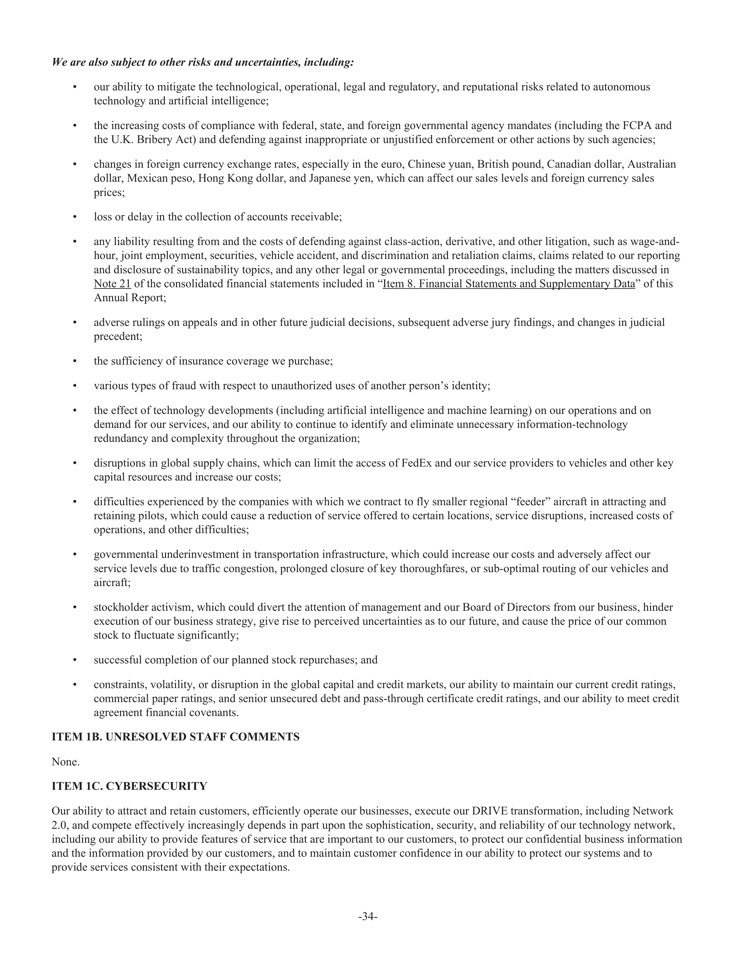 FedEx Annual Report — page 42