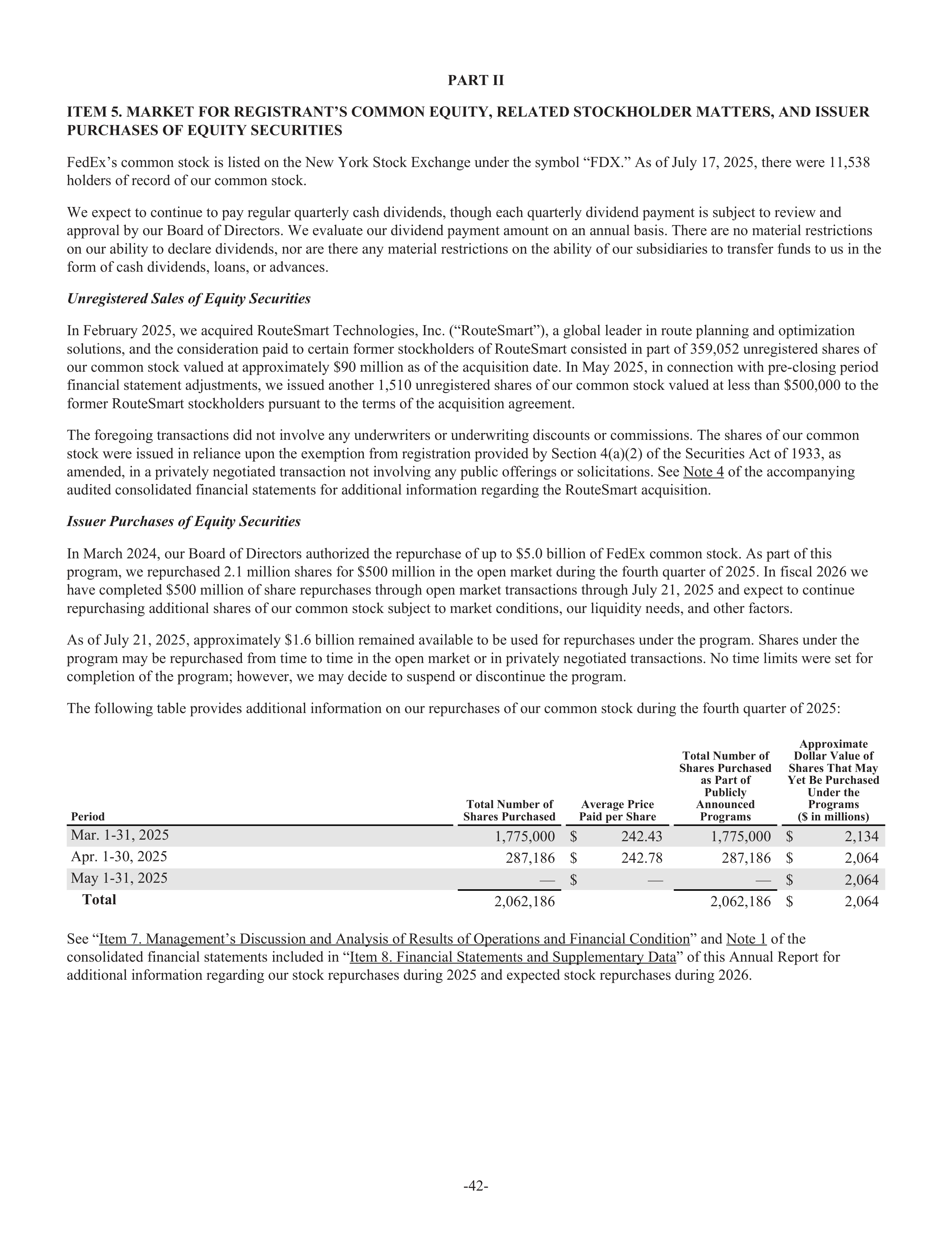 FedEx Annual Report — page 50