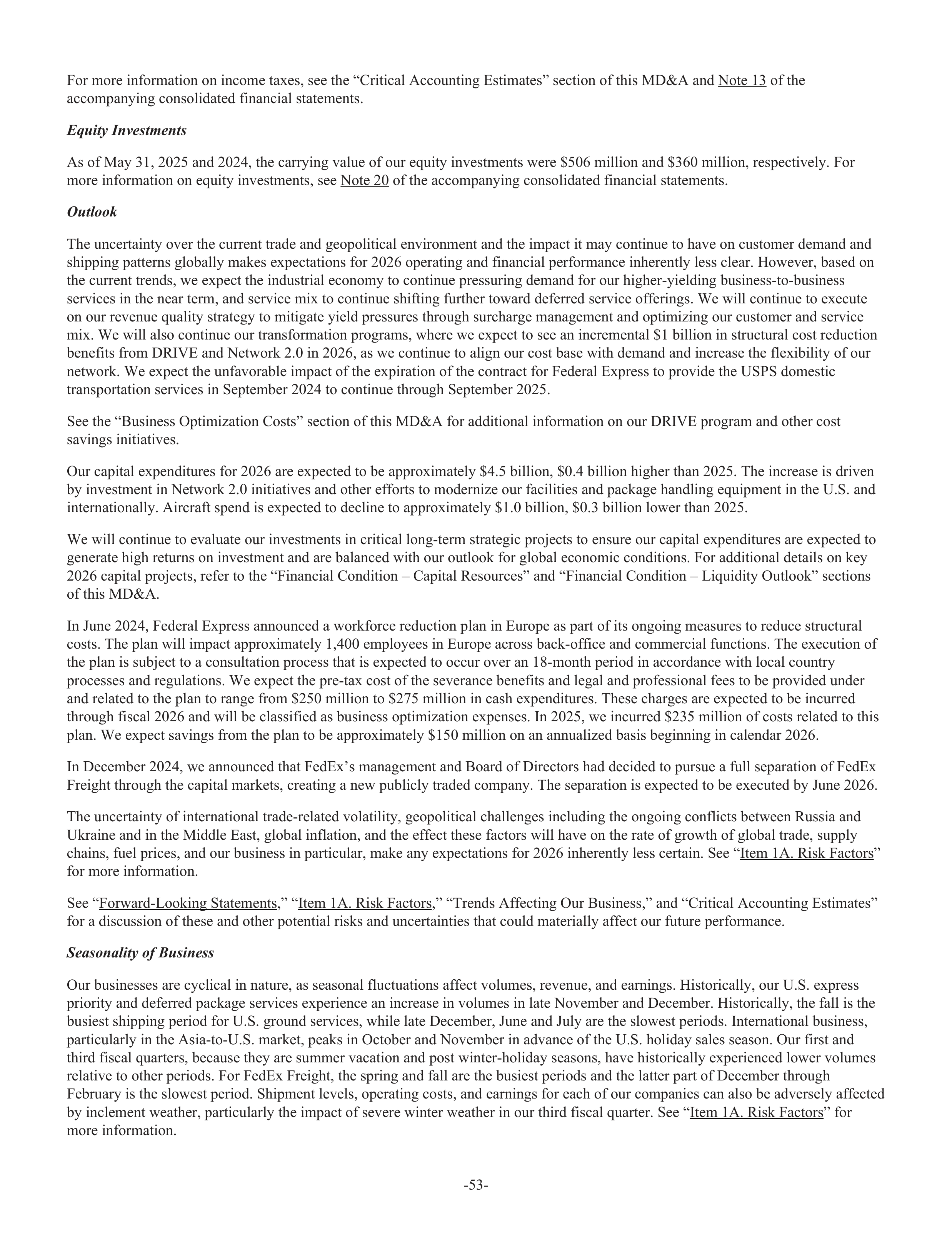 FedEx Annual Report — page 61
