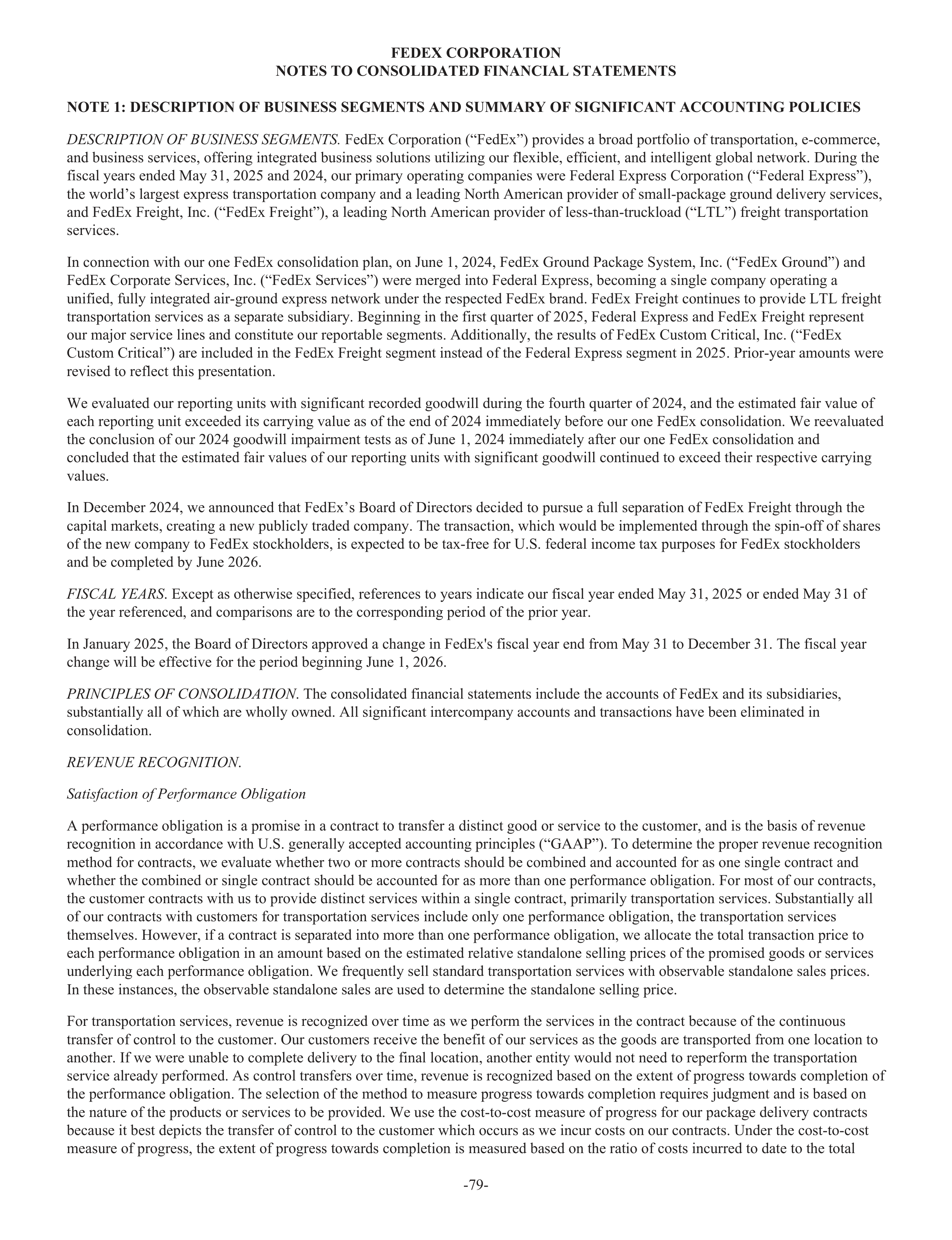 FedEx Annual Report — page 87