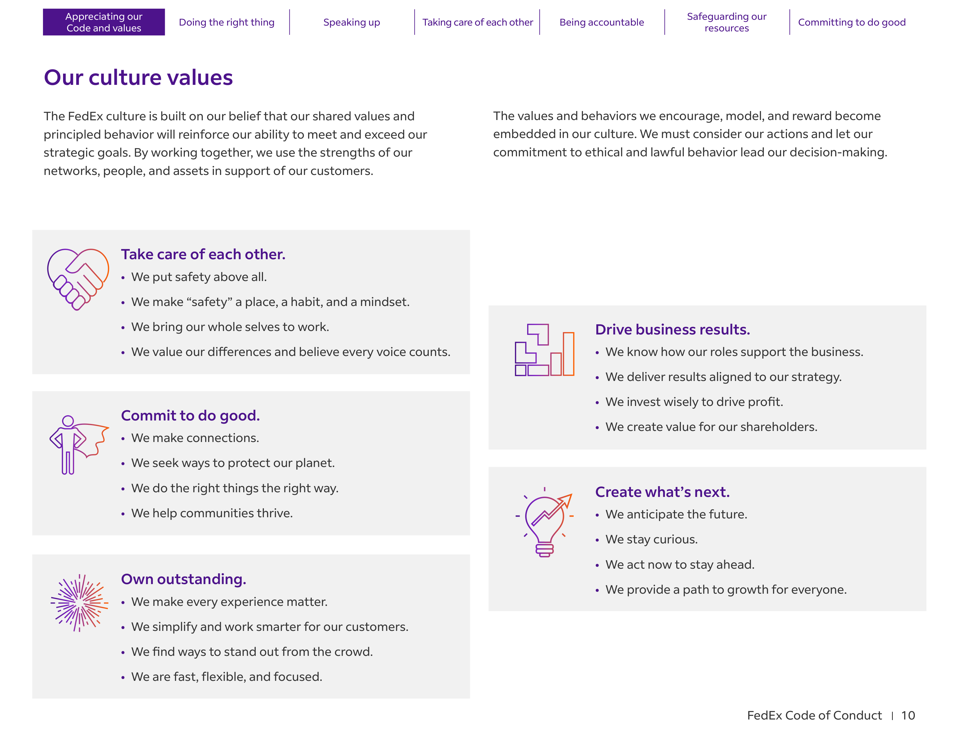 FedEx Code of Conduct Handbook — page 10
