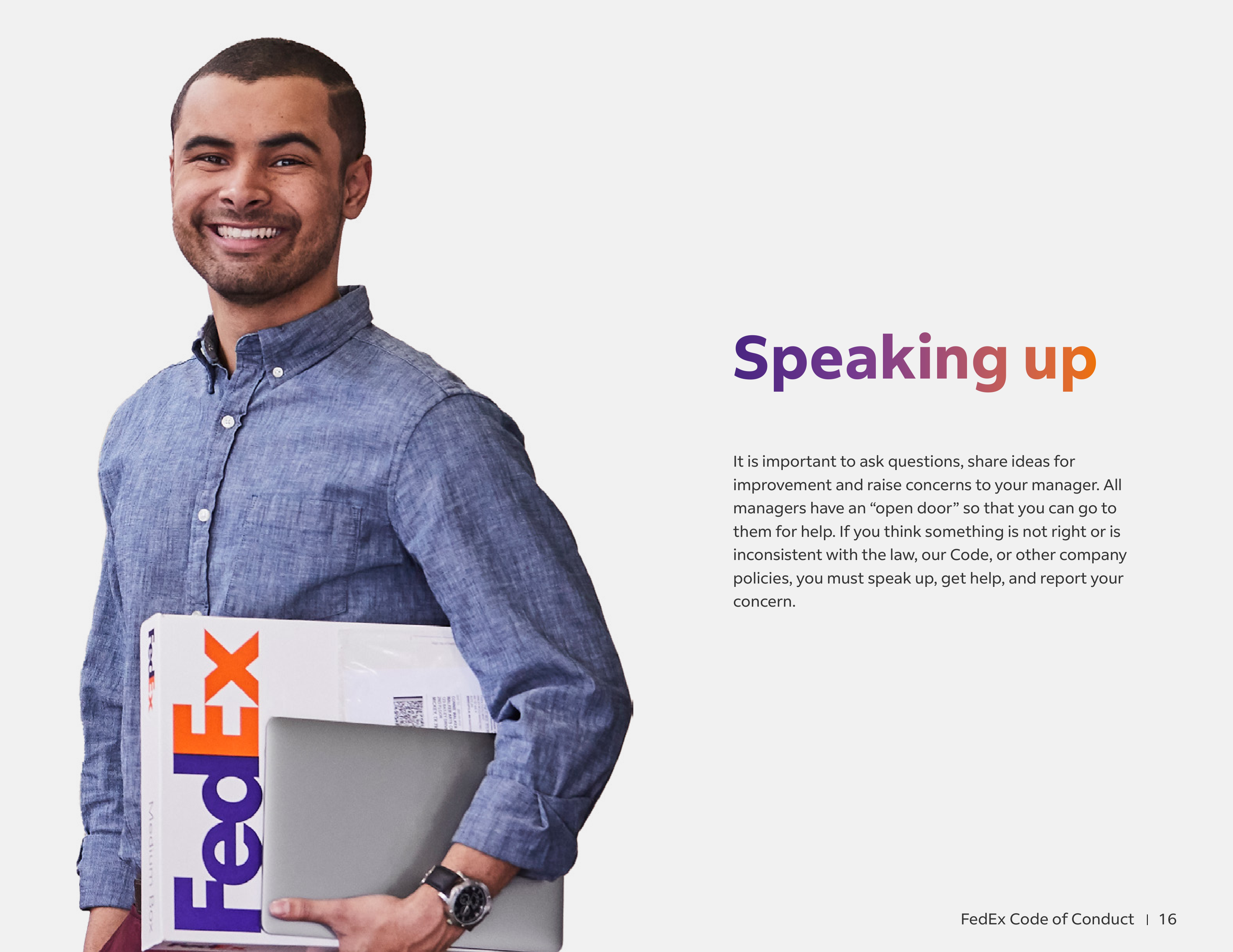 FedEx Code of Conduct Handbook — page 16
