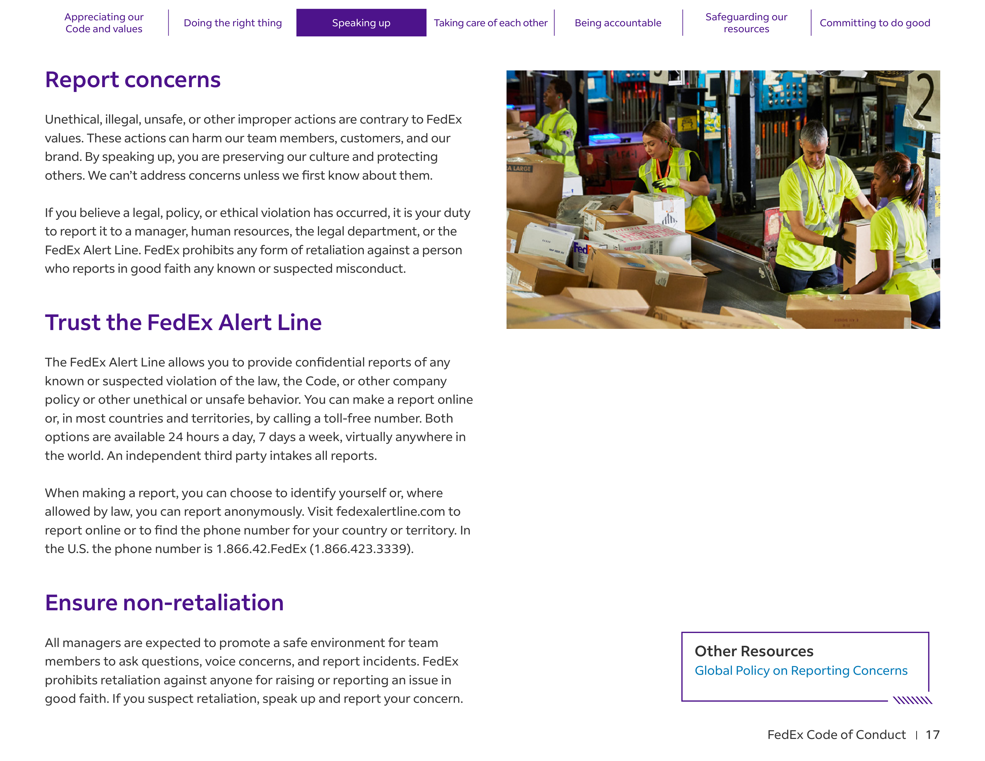 FedEx Code of Conduct Handbook — page 17