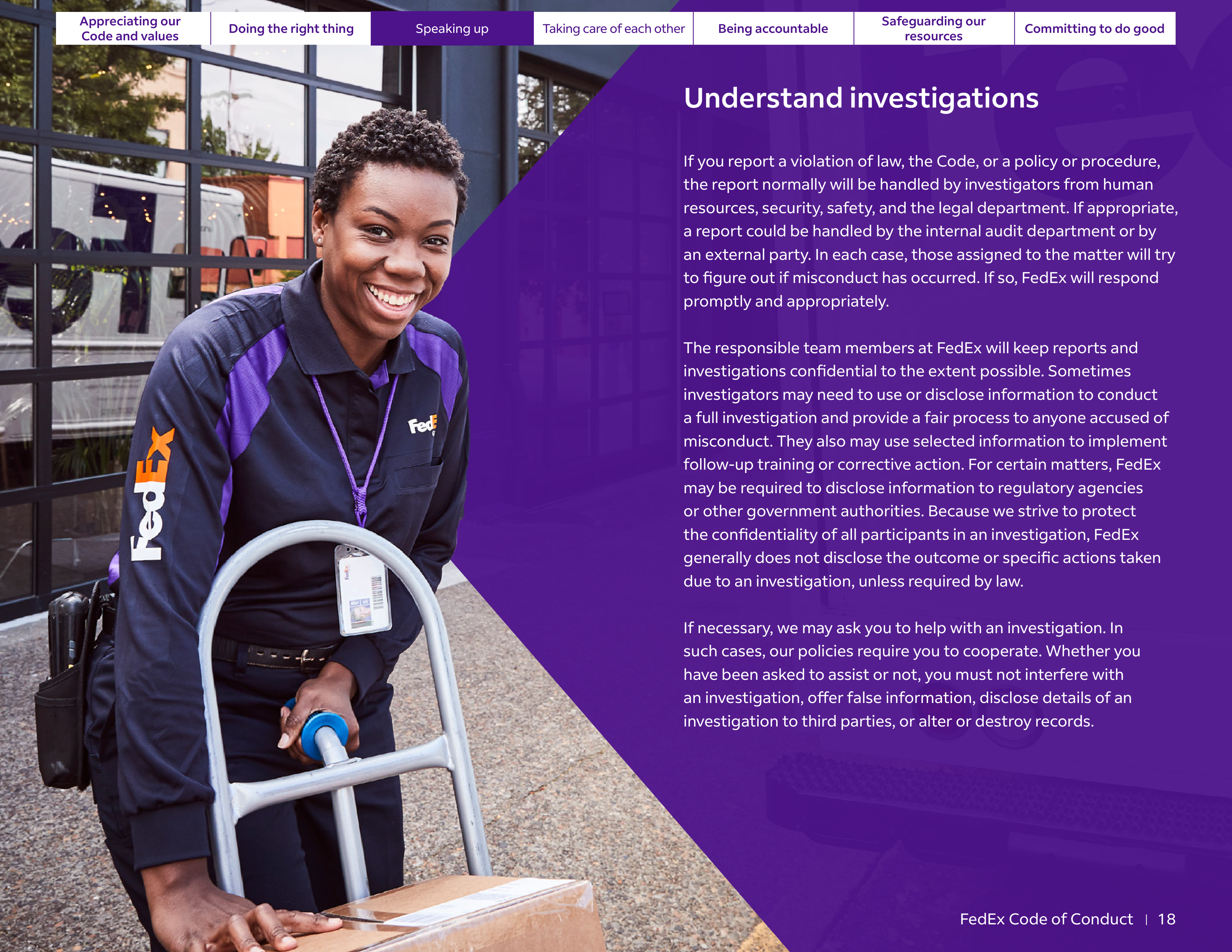 FedEx Code of Conduct Handbook — page 18