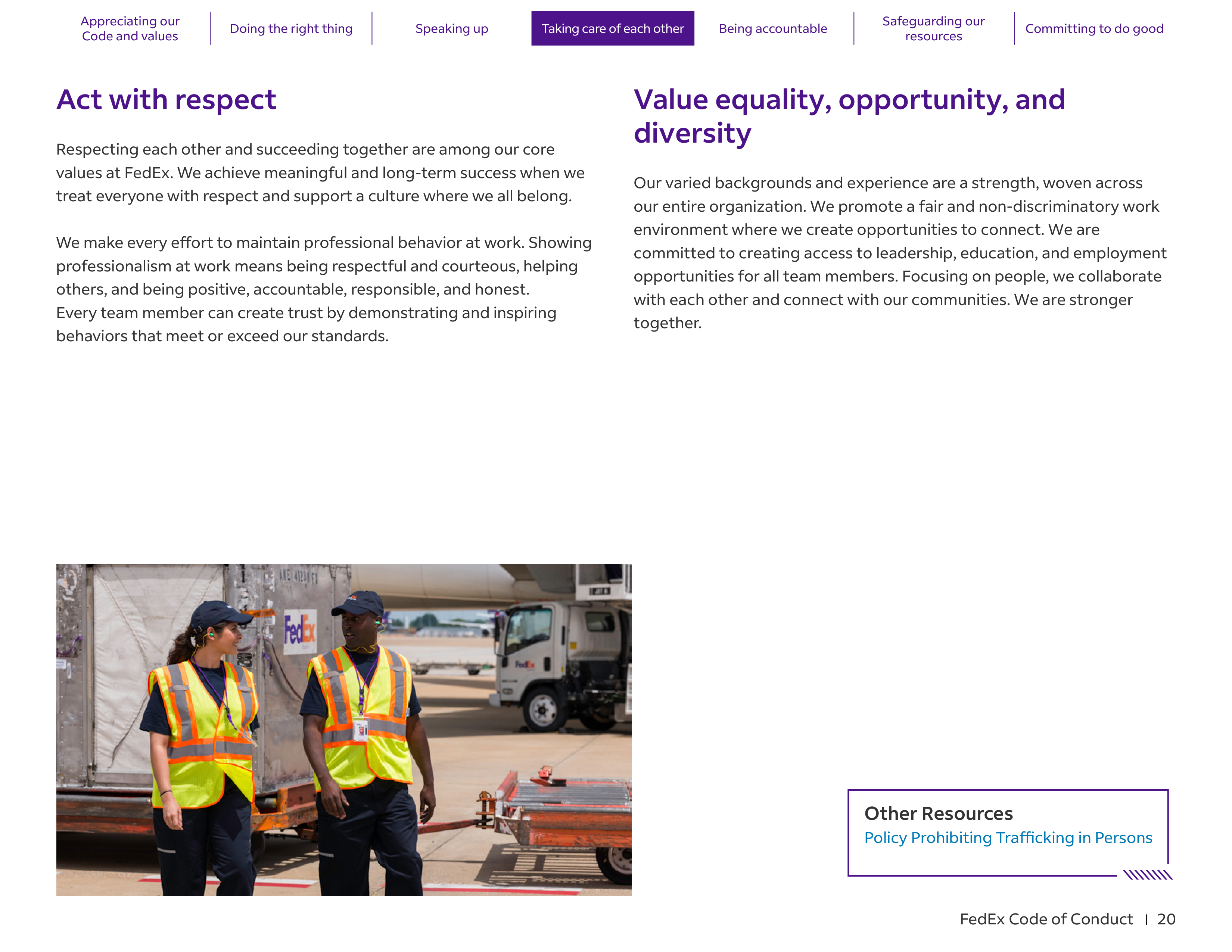 FedEx Code of Conduct Handbook — page 20