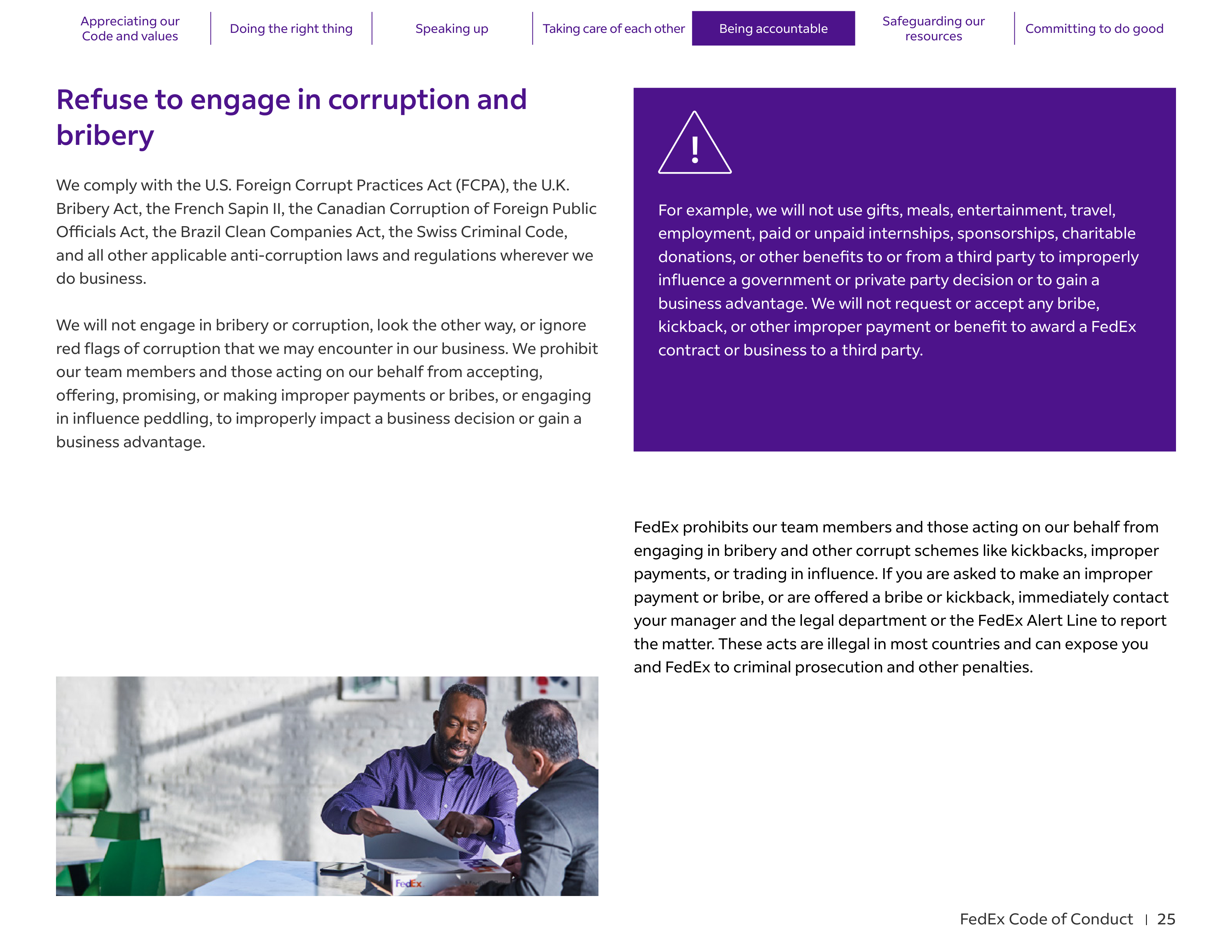 FedEx Code of Conduct Handbook — page 25