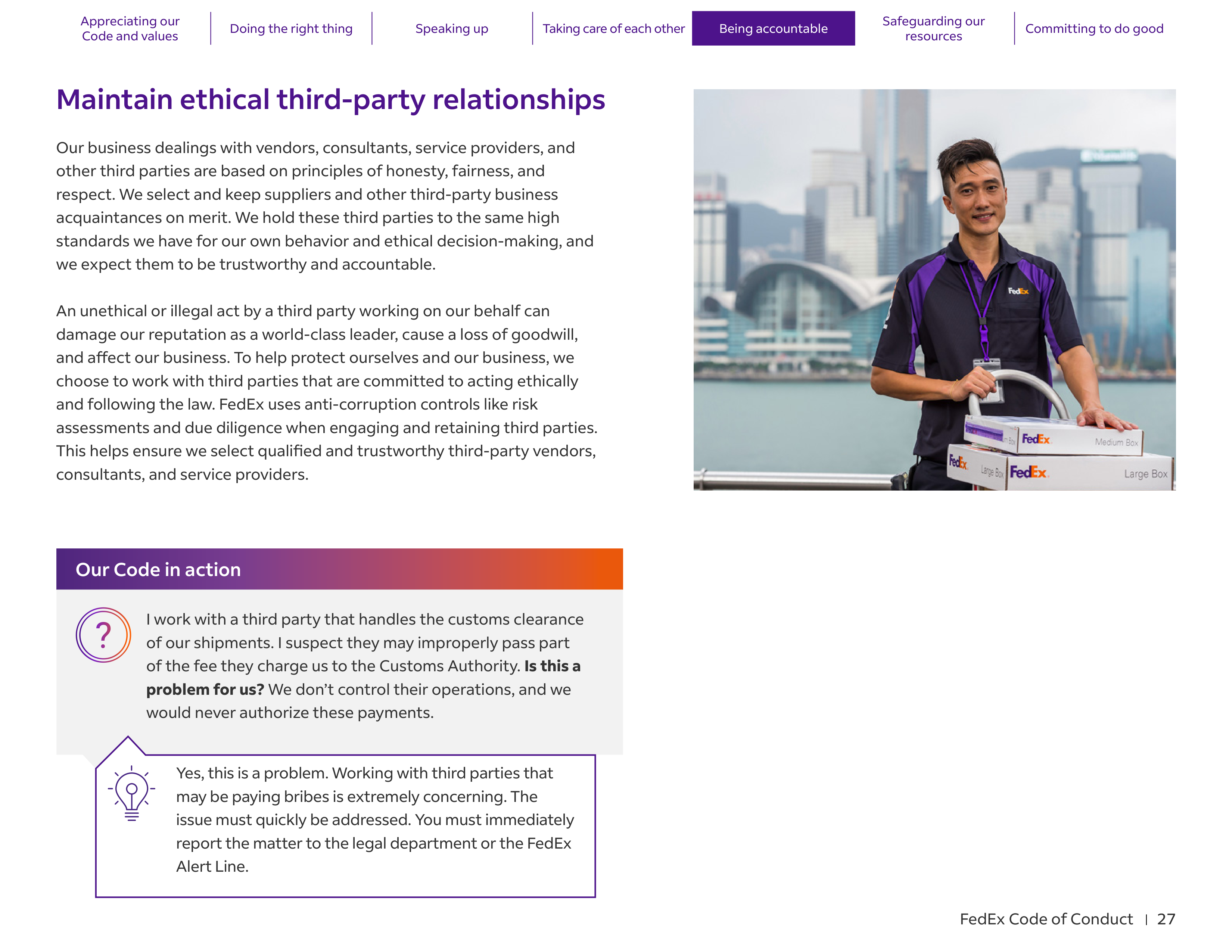 FedEx Code of Conduct Handbook — page 27