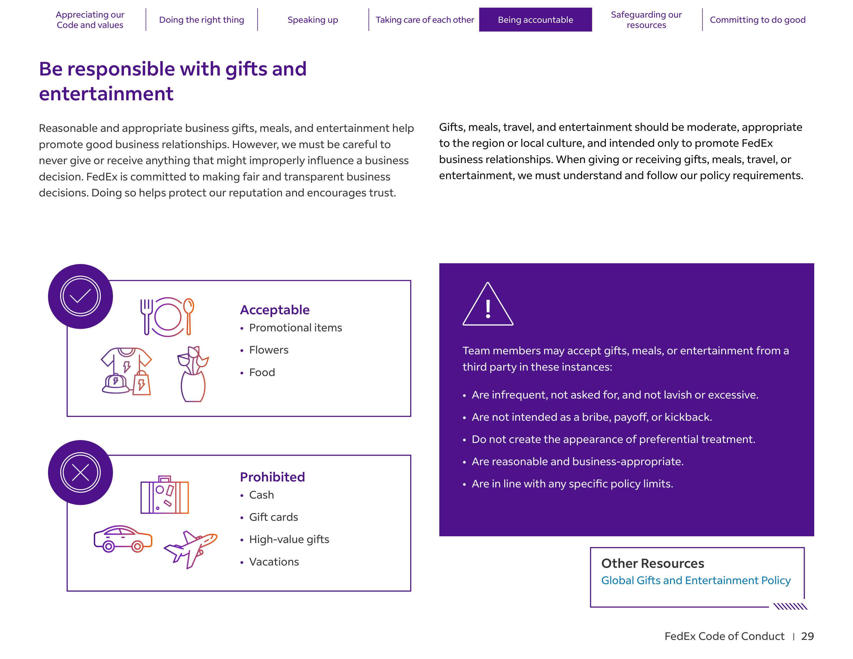 FedEx Code of Conduct Handbook — page 29