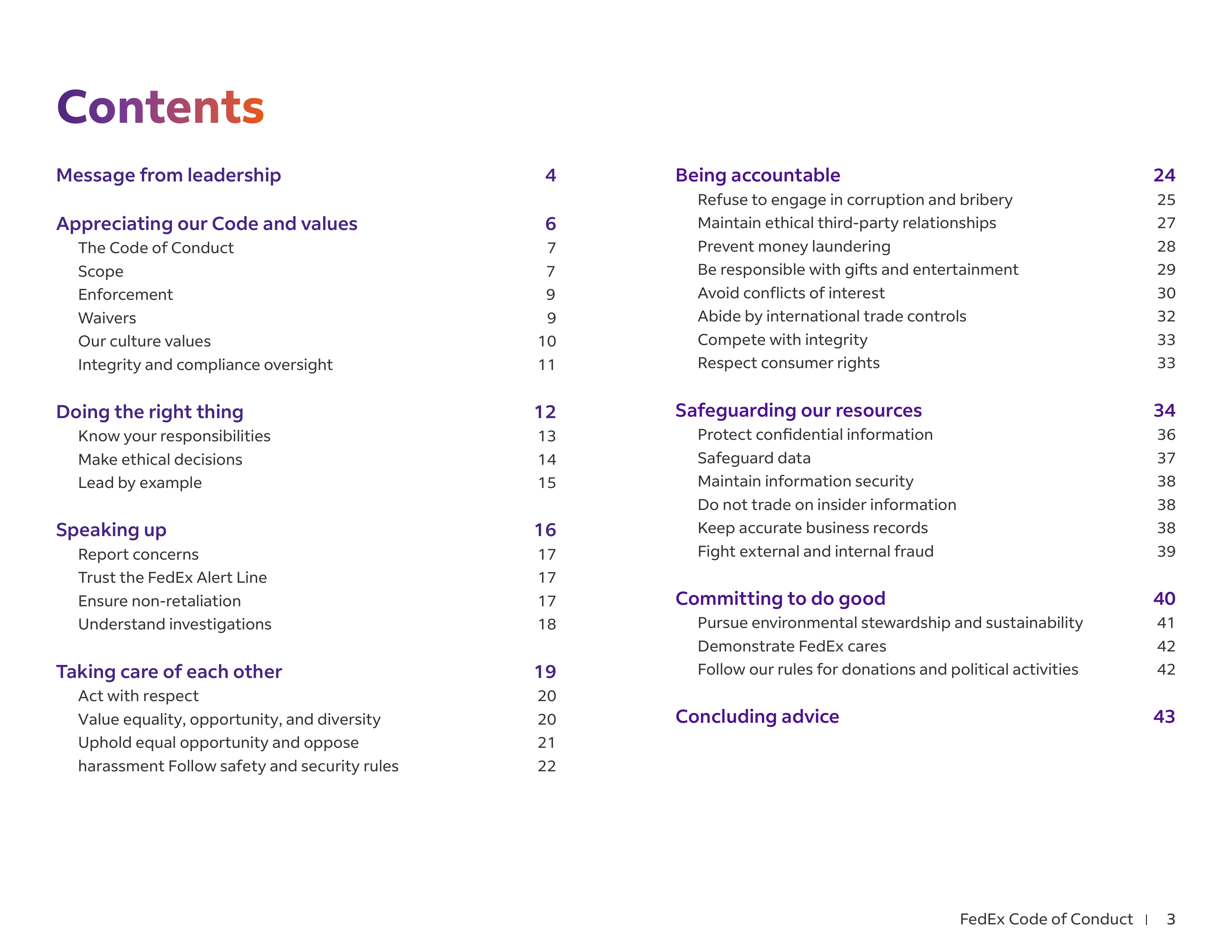 FedEx Code of Conduct Handbook — page 3