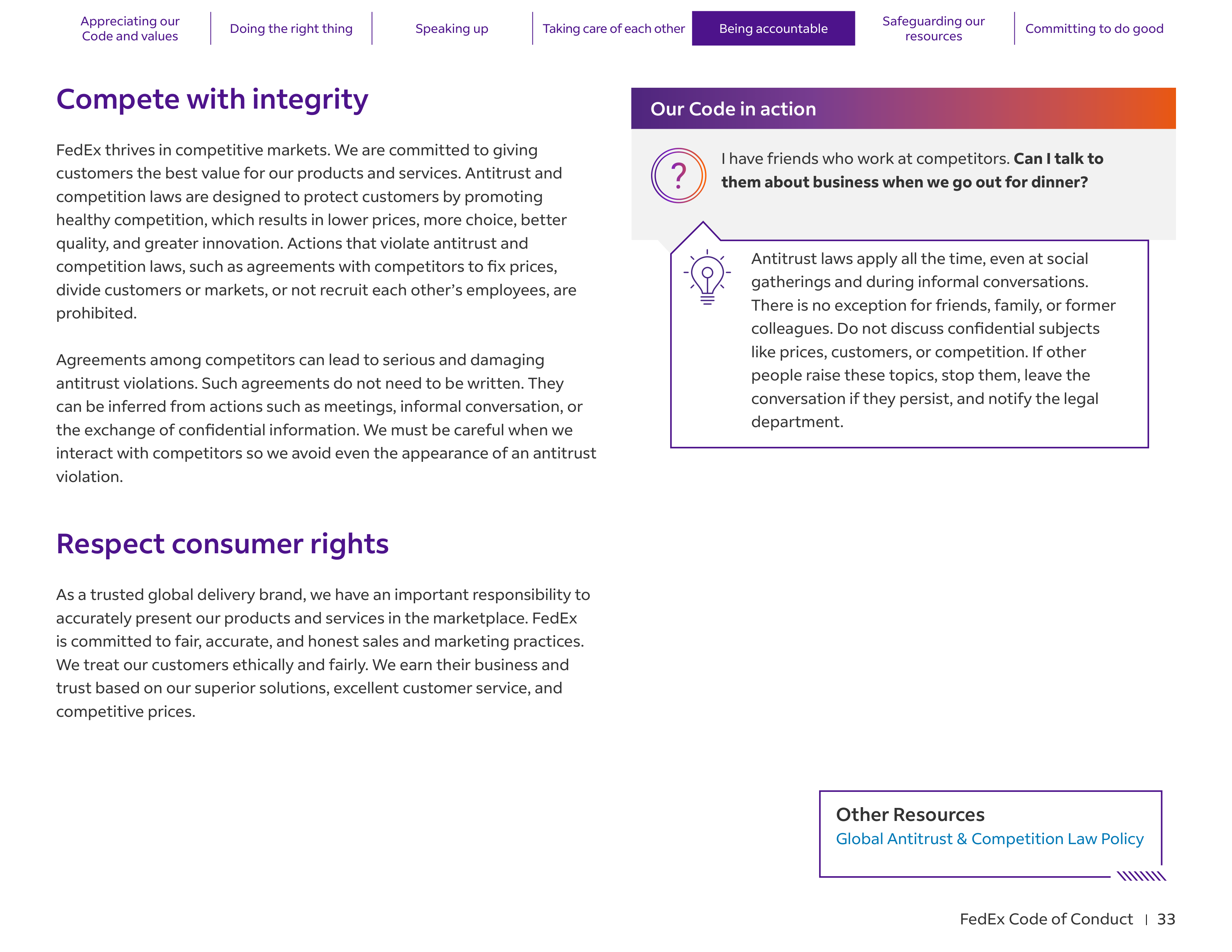 FedEx Code of Conduct Handbook — page 33