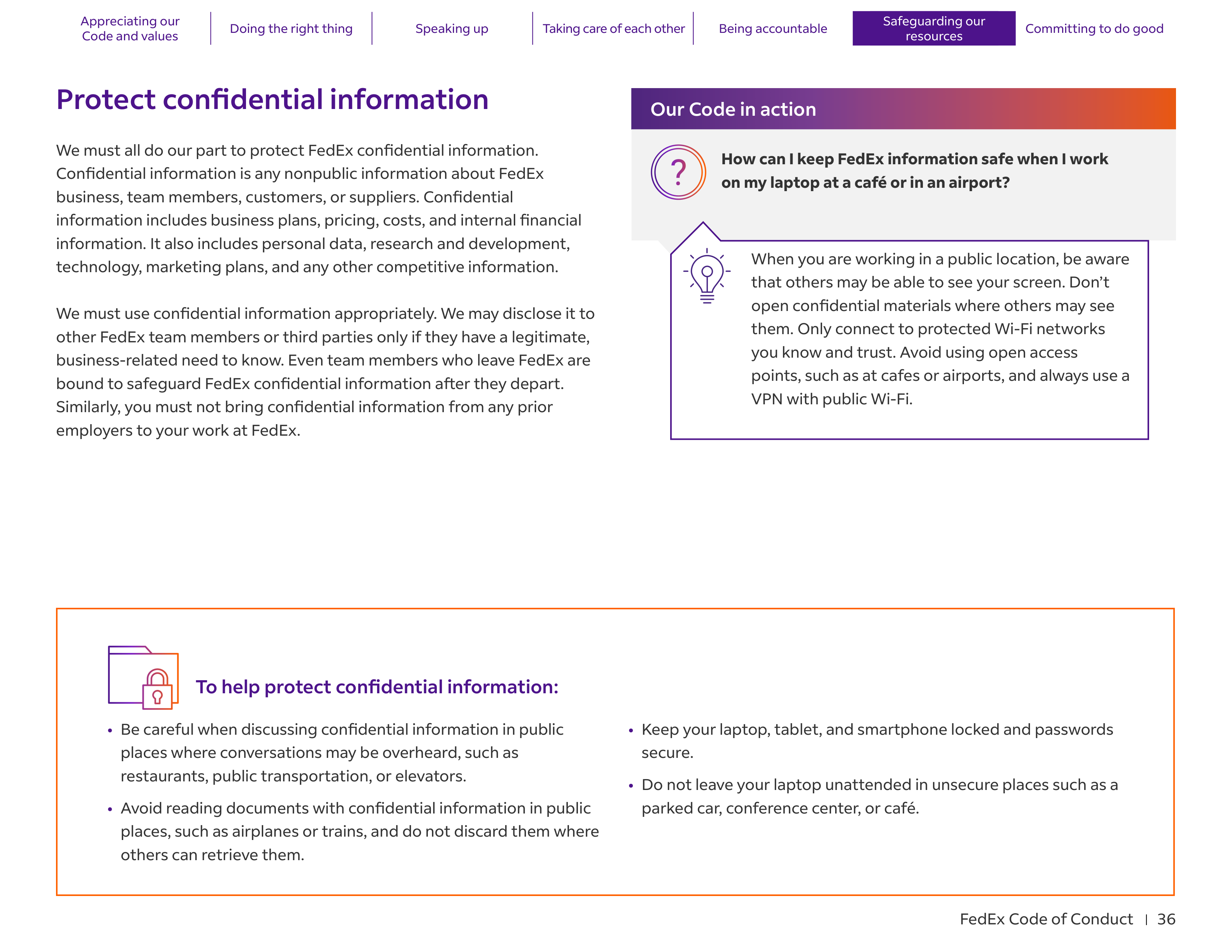 FedEx Code of Conduct Handbook — page 36