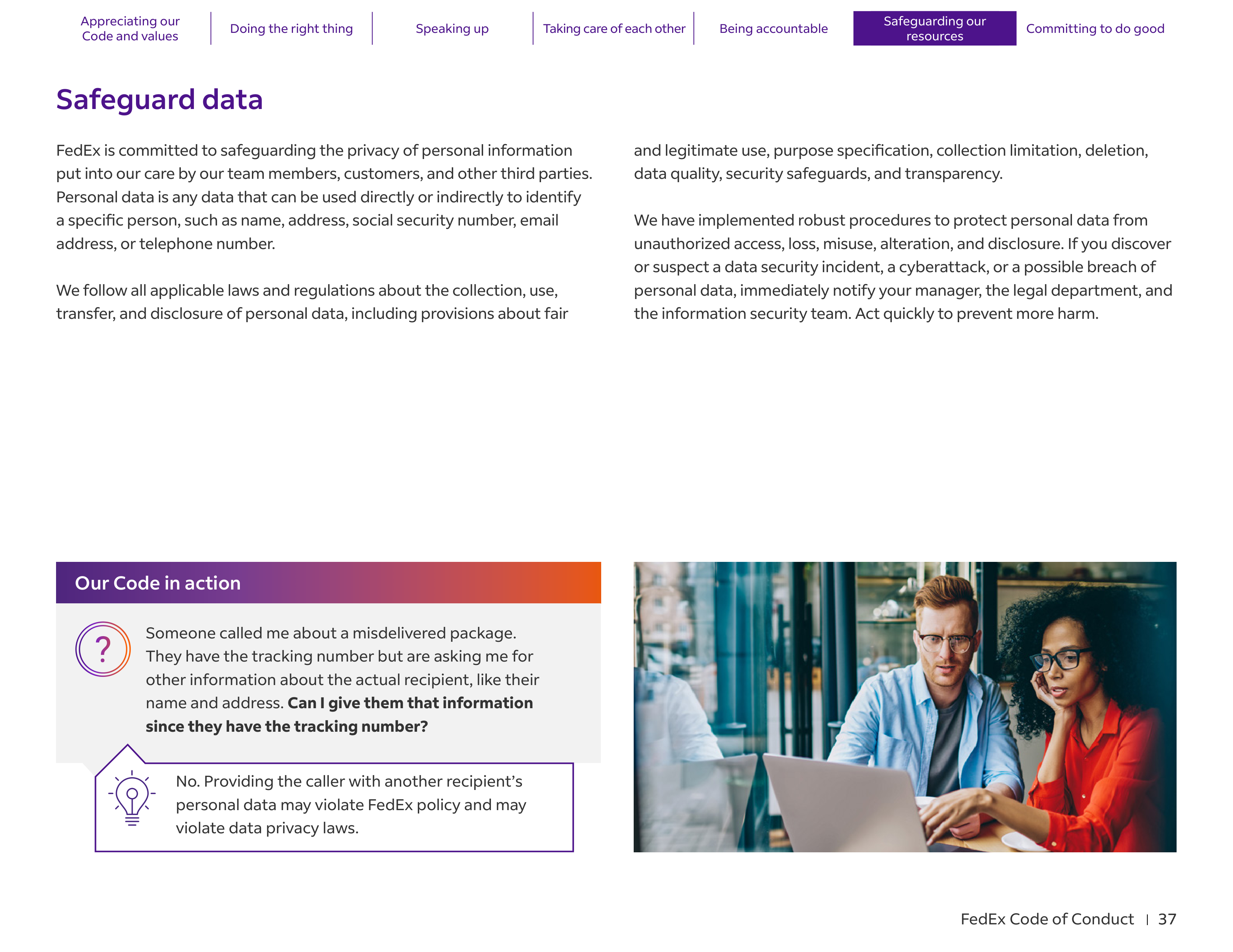 FedEx Code of Conduct Handbook — page 37