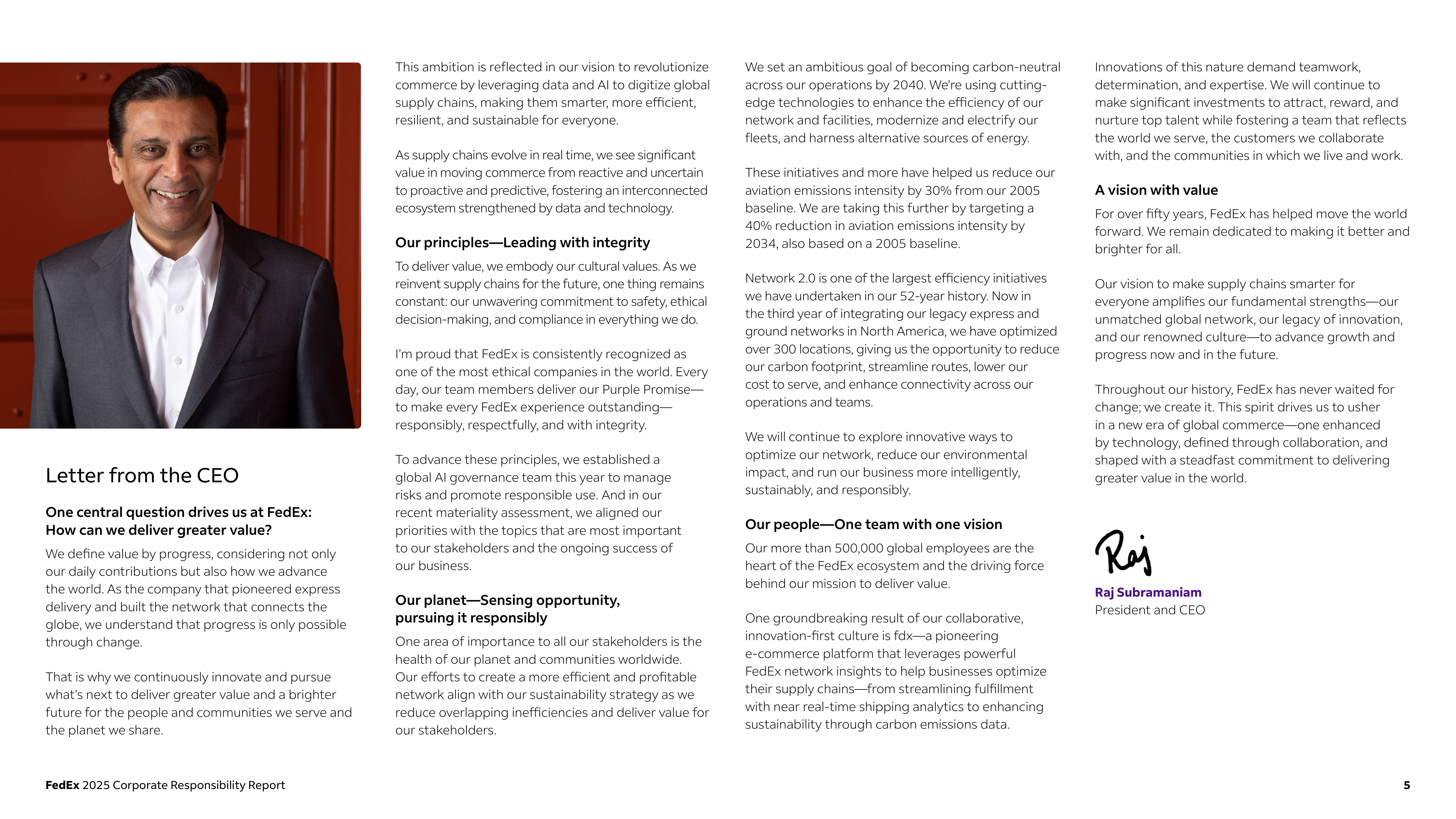 FedEx Corporate Responsibility Report — page 5