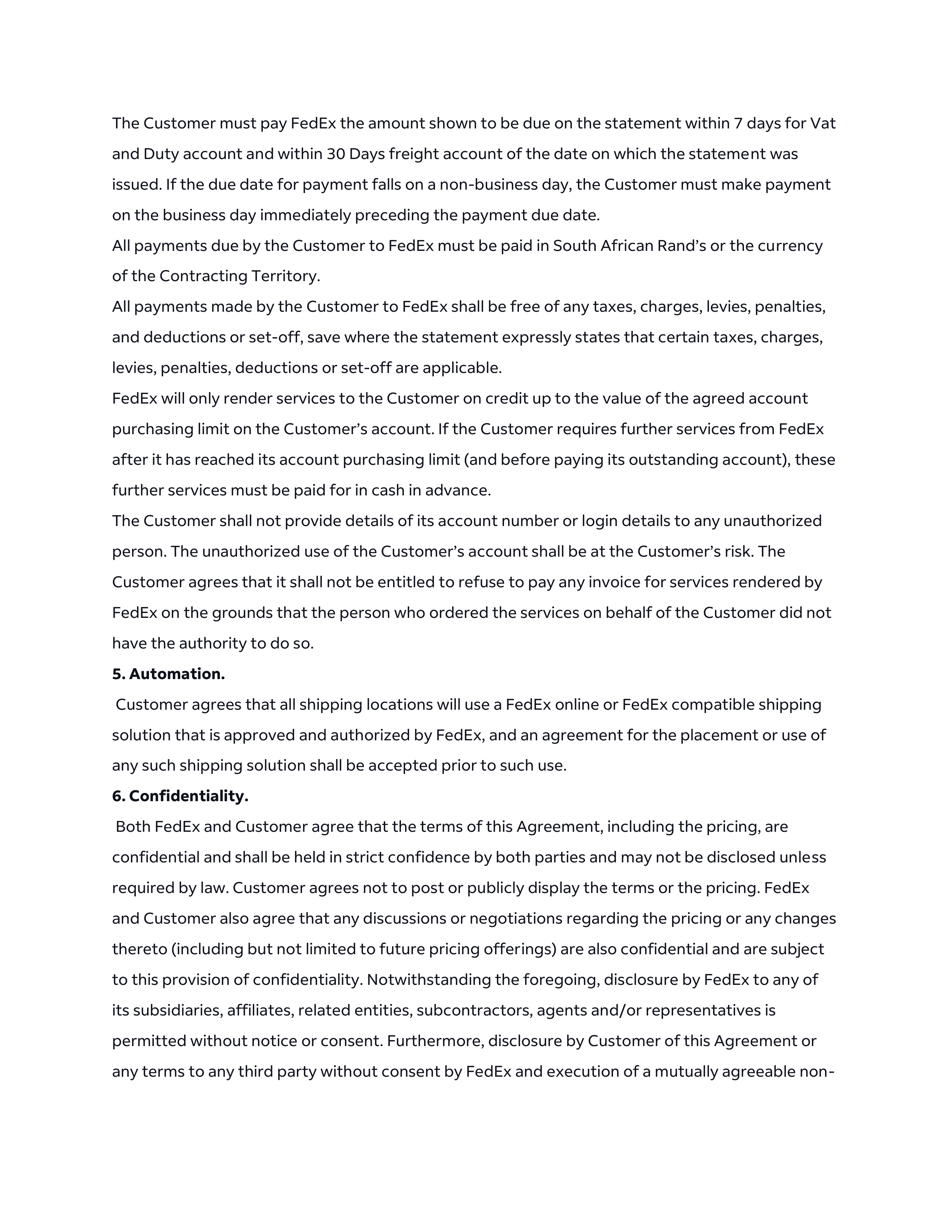 FedEx Express Transportation Service Agreement — page 3