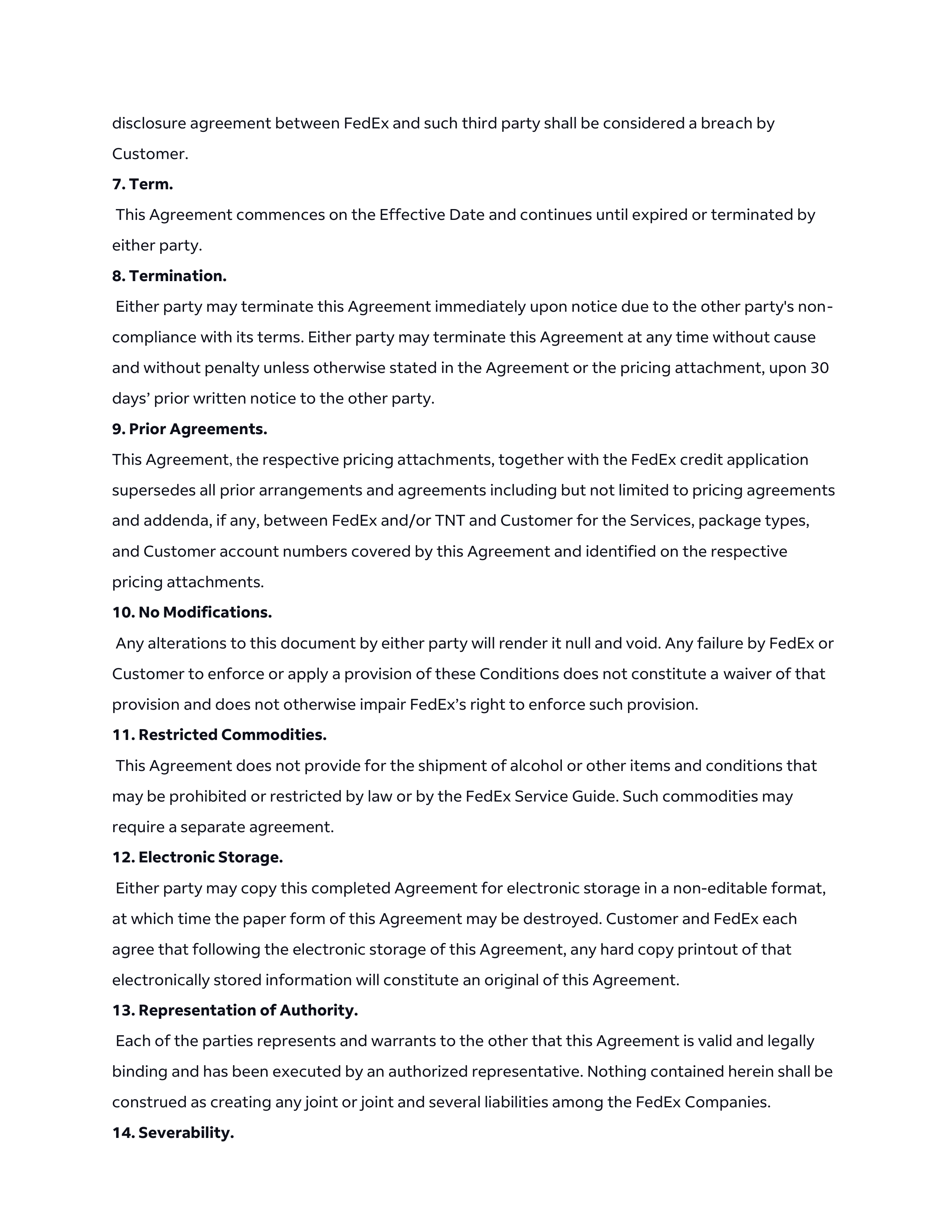 FedEx Express Transportation Service Agreement — page 4