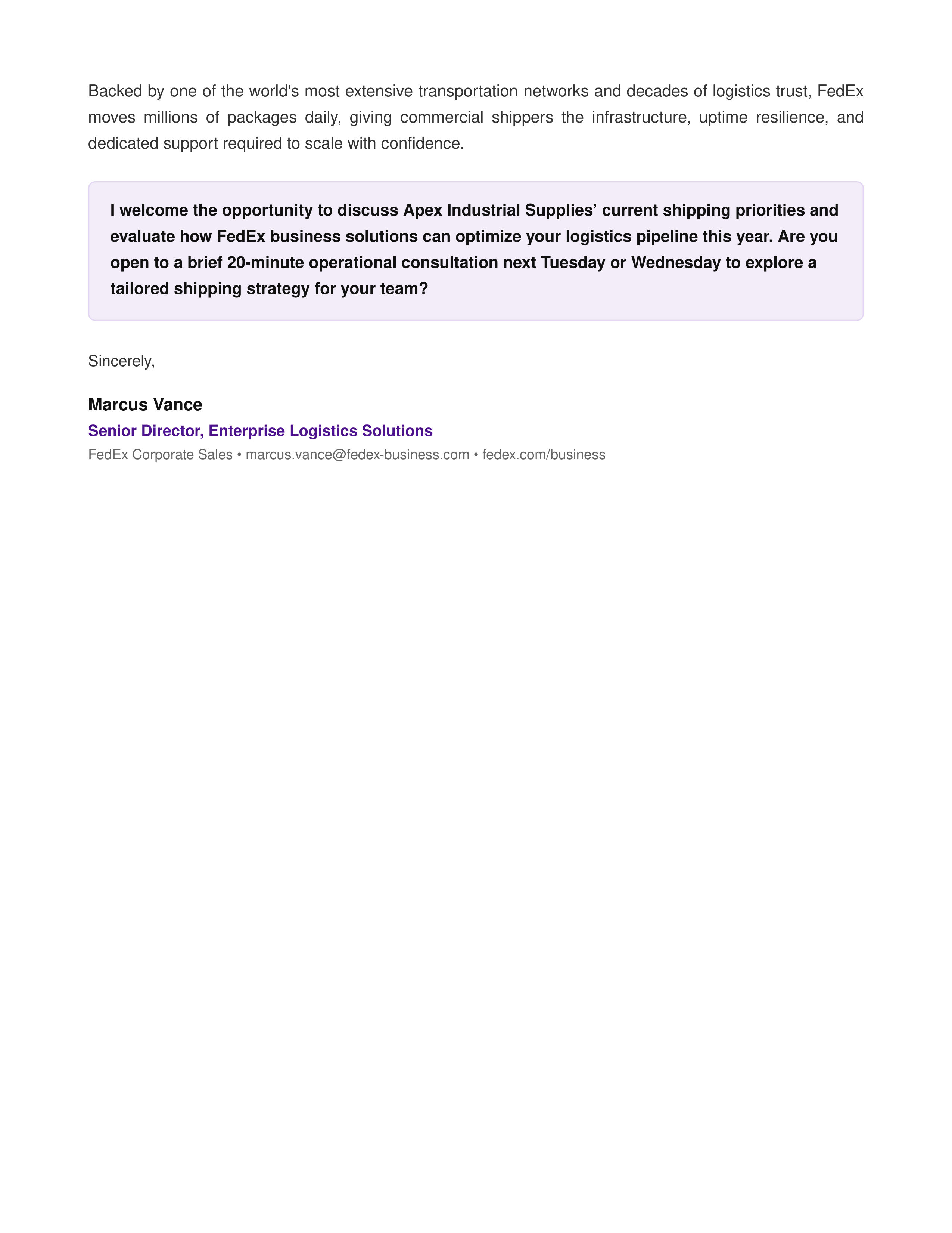 FedEx Sales Letter — page 2