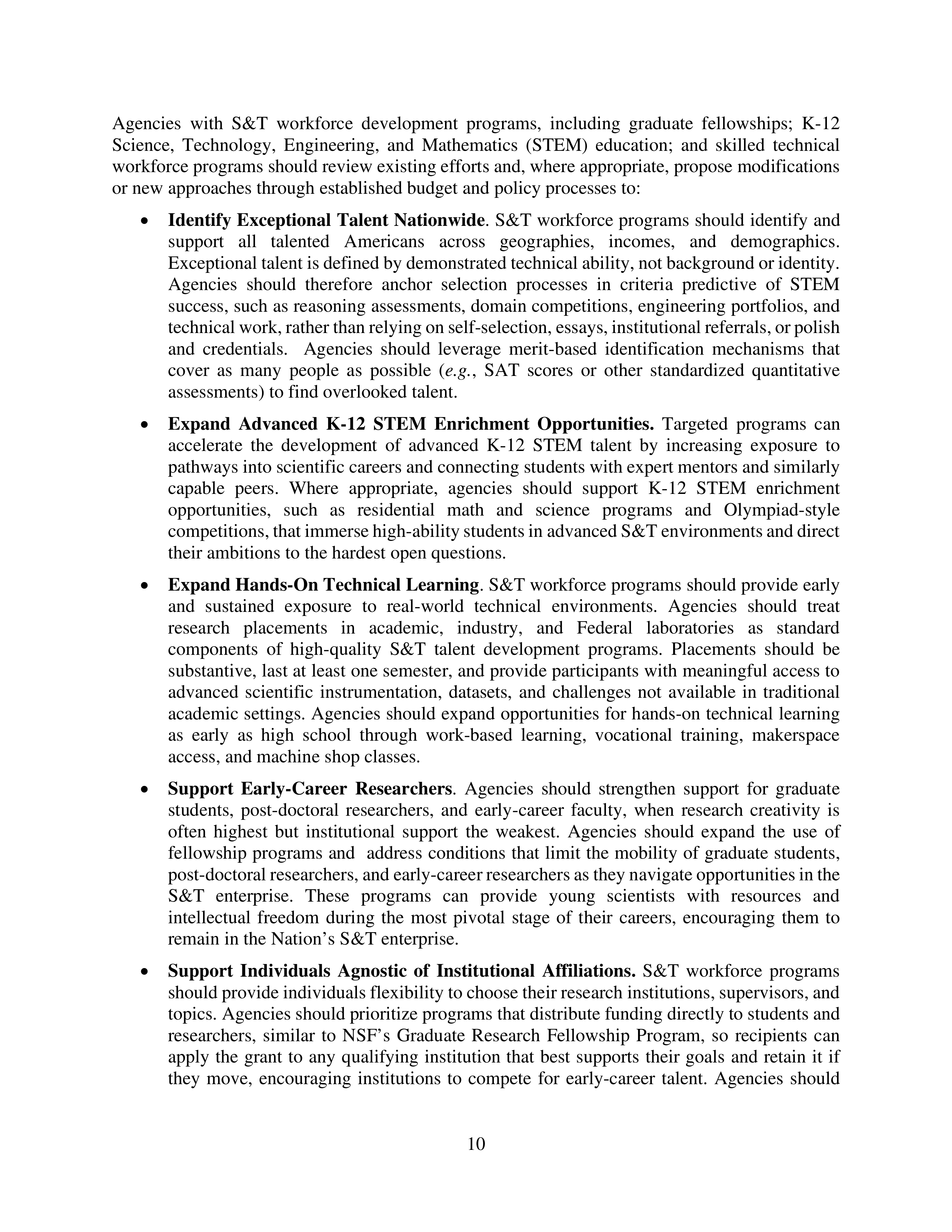 Federal Research and Development Budget Priorities Memo — page 10