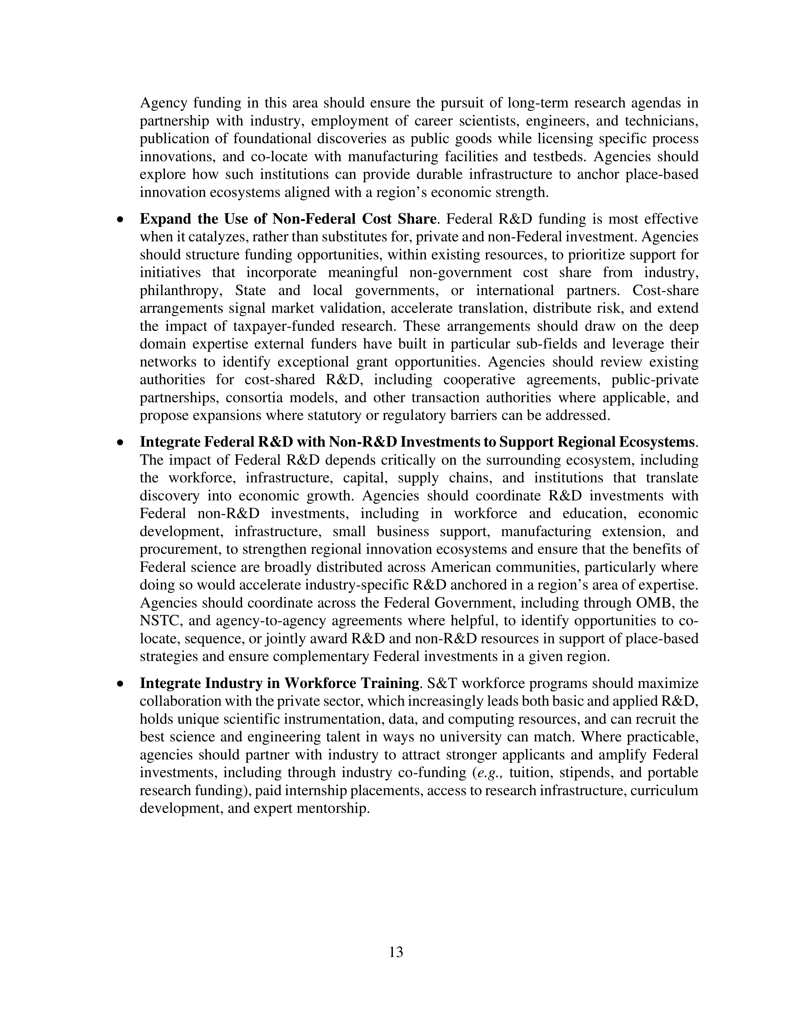 Federal Research and Development Budget Priorities Memo — page 13
