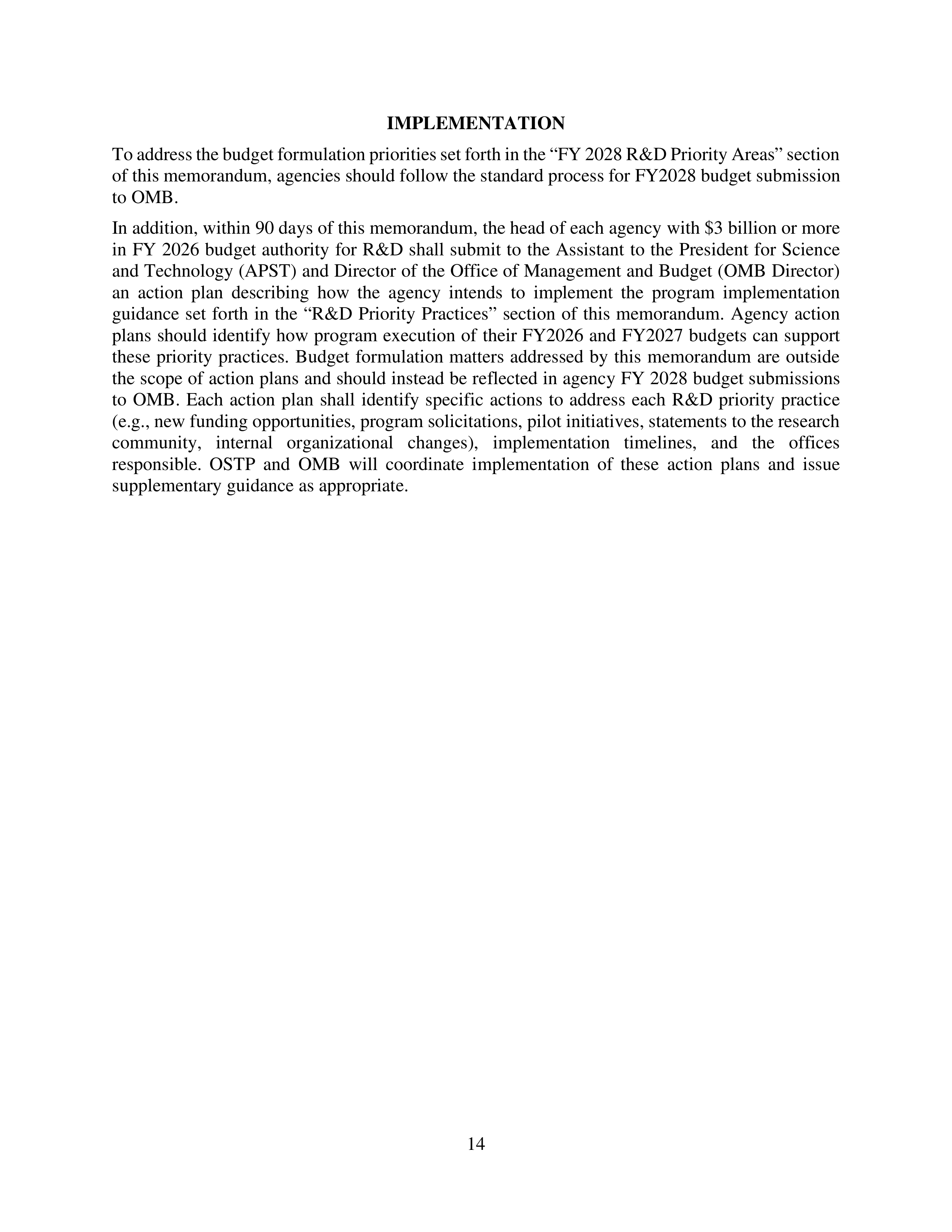 Federal Research and Development Budget Priorities Memo — page 14