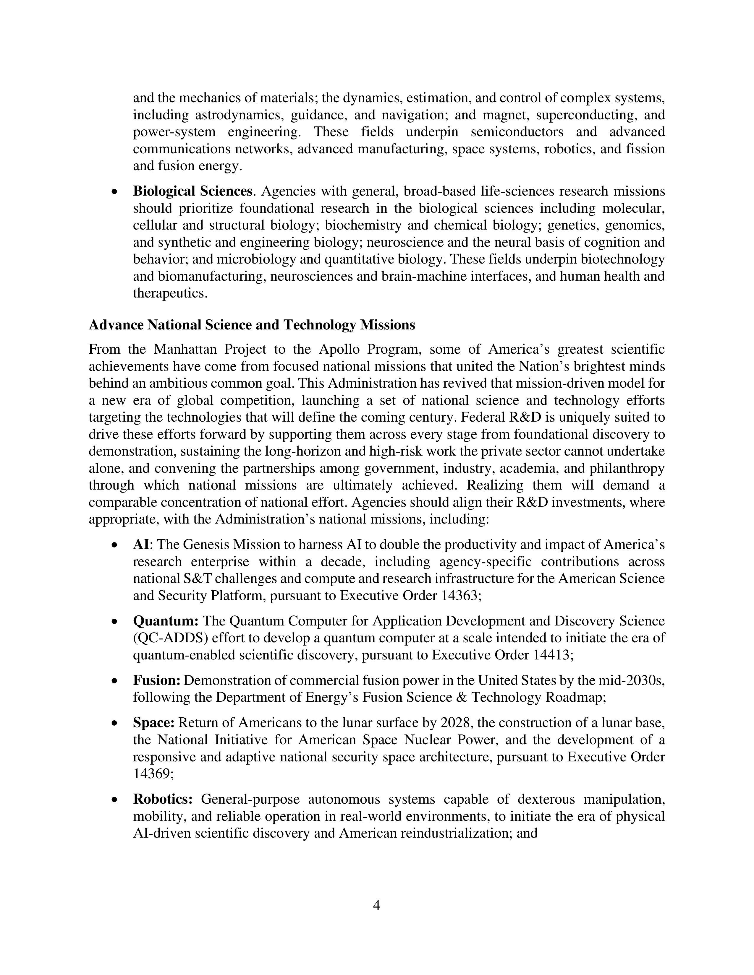 Federal Research and Development Budget Priorities Memo — page 4