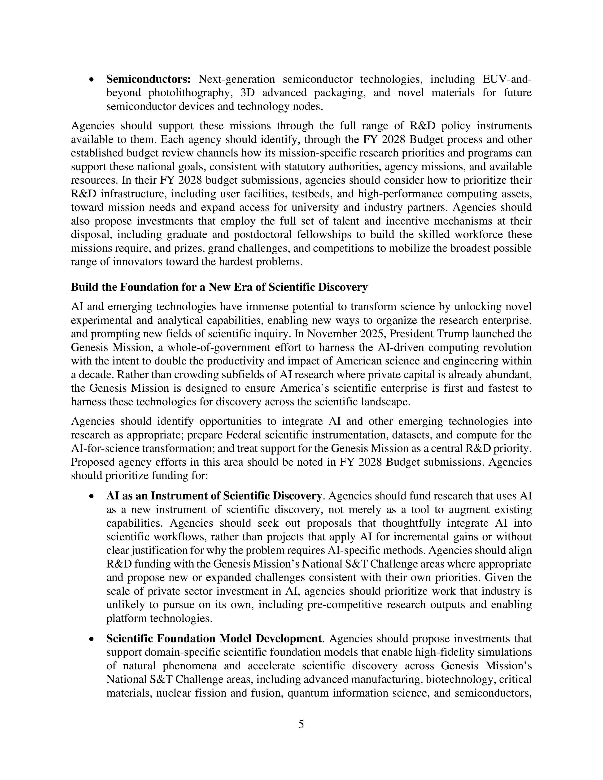 Federal Research and Development Budget Priorities Memo — page 5