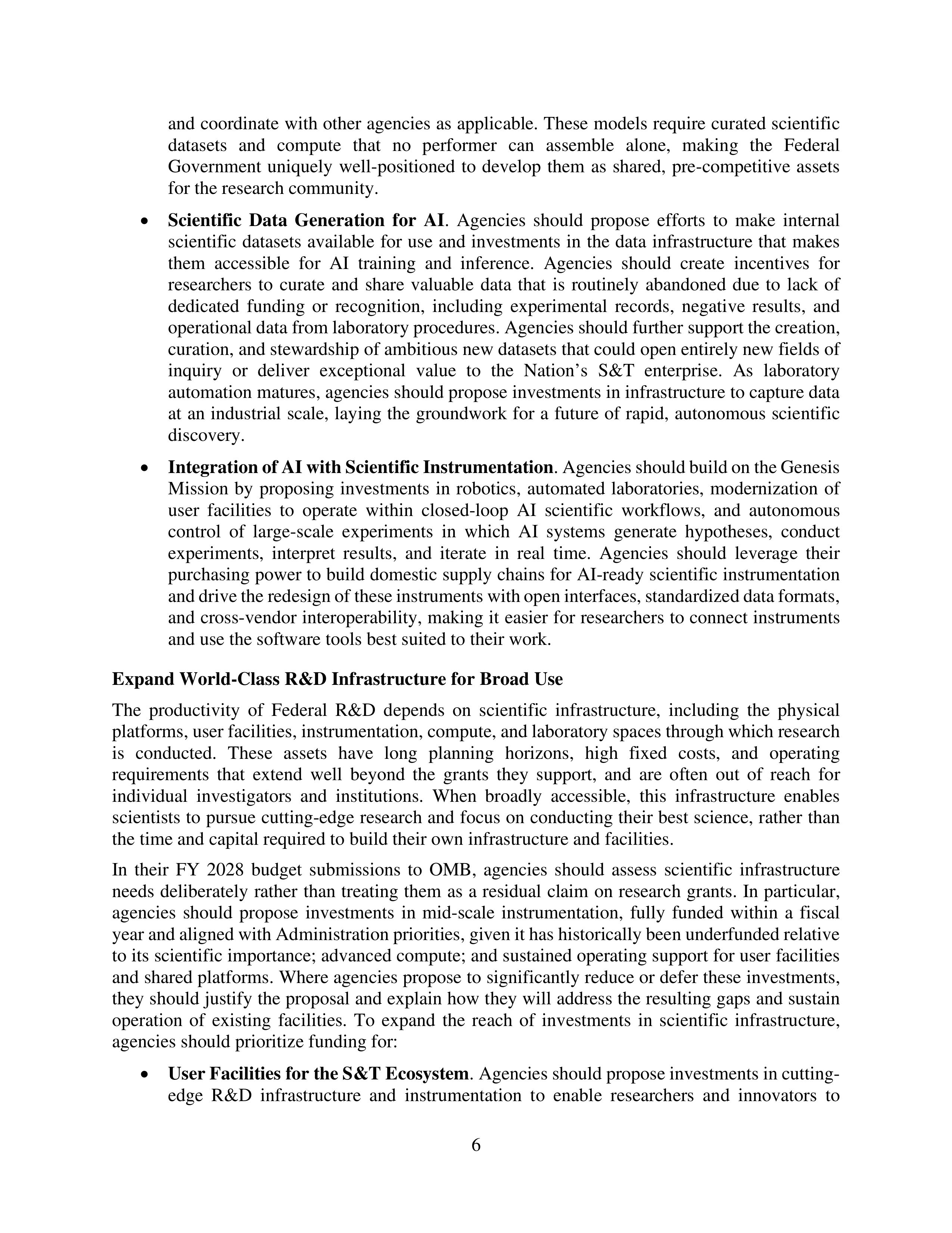 Federal Research and Development Budget Priorities Memo — page 6