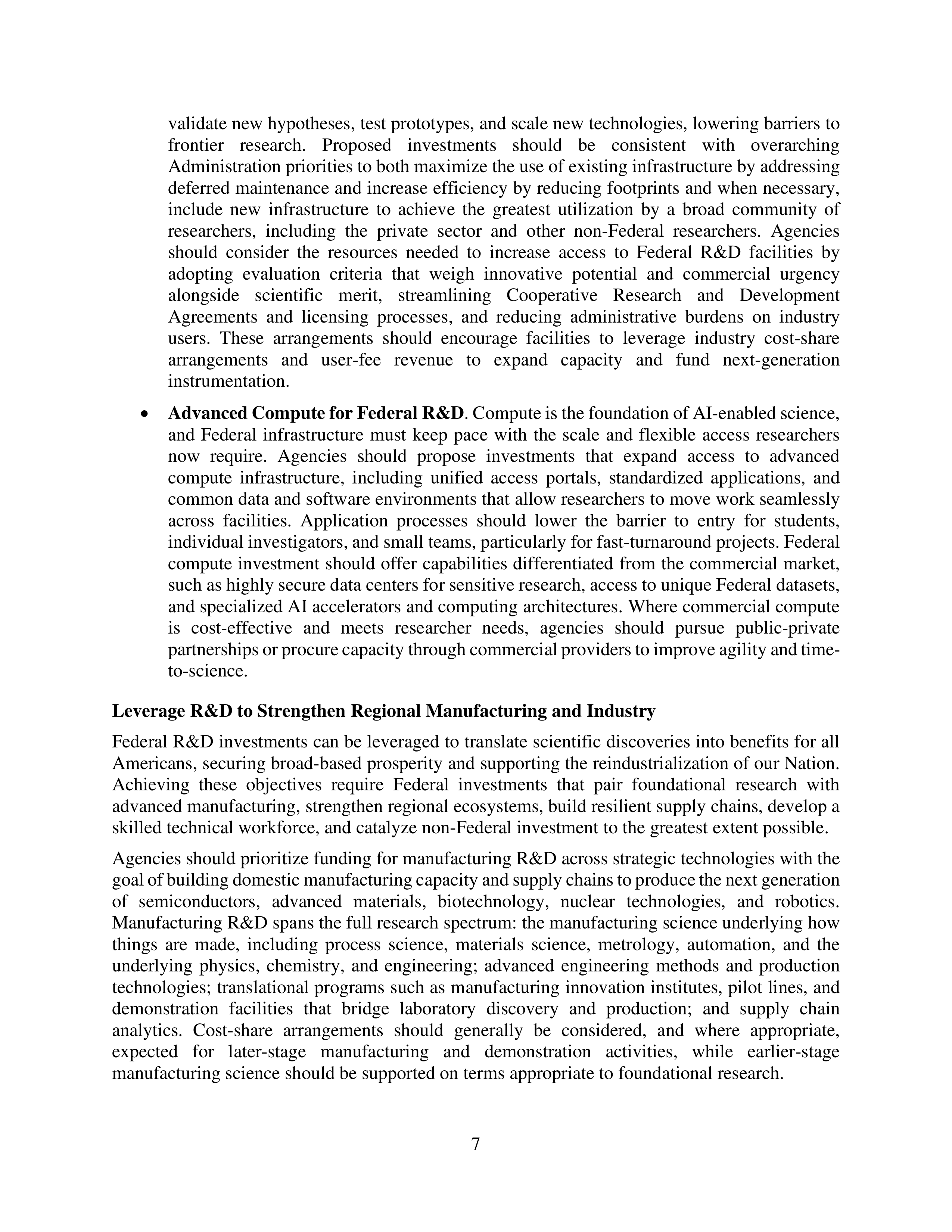 Federal Research and Development Budget Priorities Memo — page 7