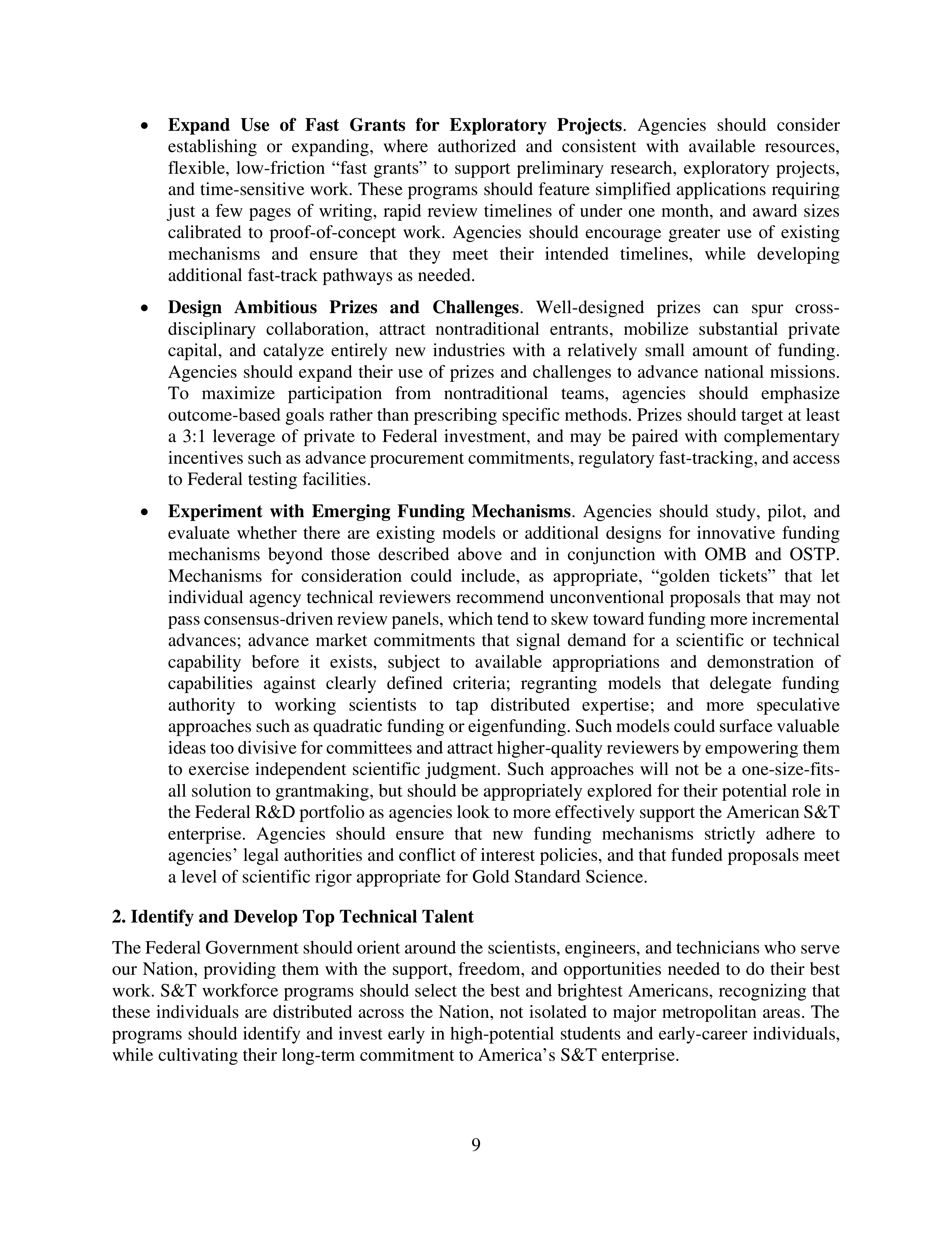 Federal Research and Development Budget Priorities Memo — page 9