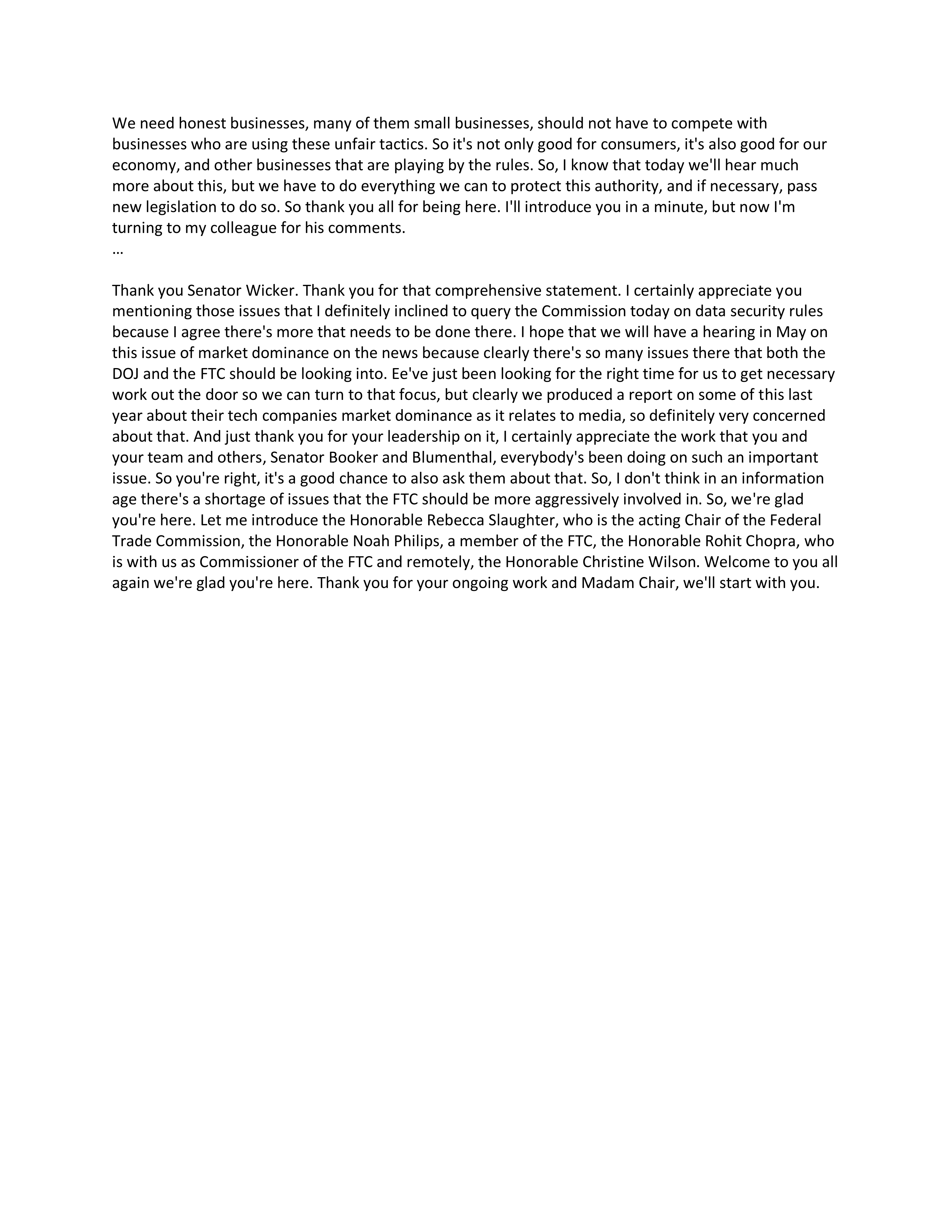 Federal Trade Commission Hearing Opening Statement — page 2