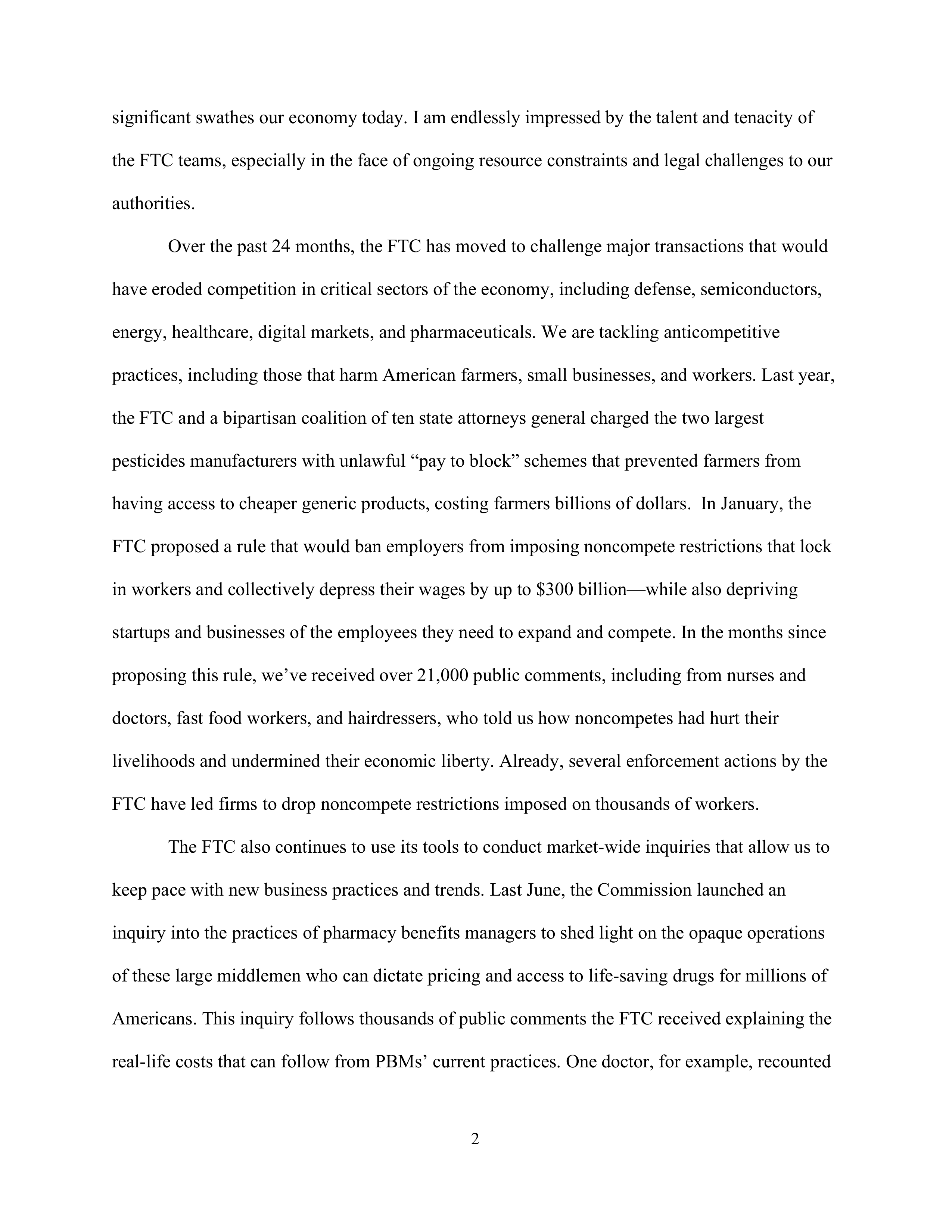 Federal Trade Commission Oversight Hearing Opening Statement — page 2