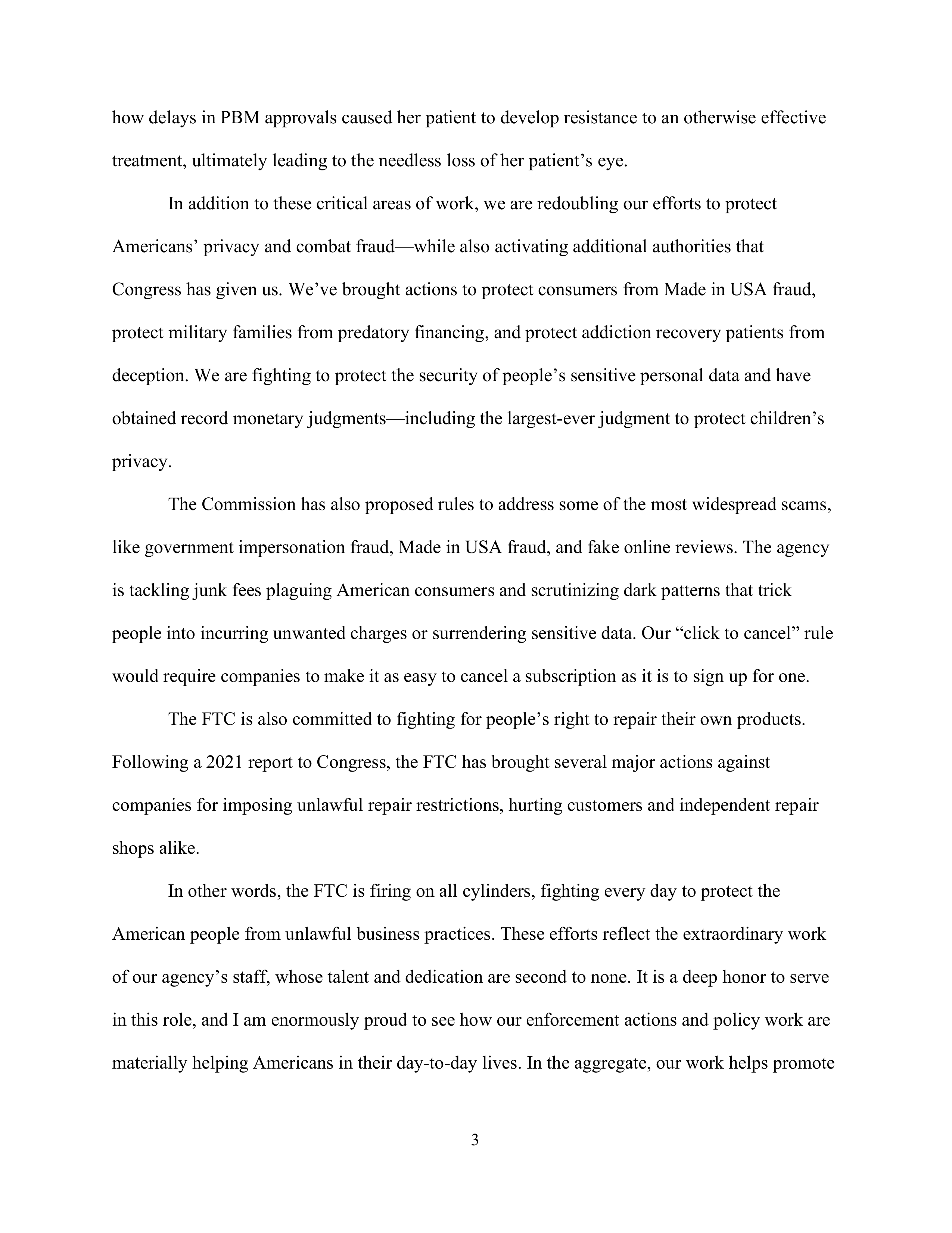 Federal Trade Commission Oversight Hearing Opening Statement — page 3