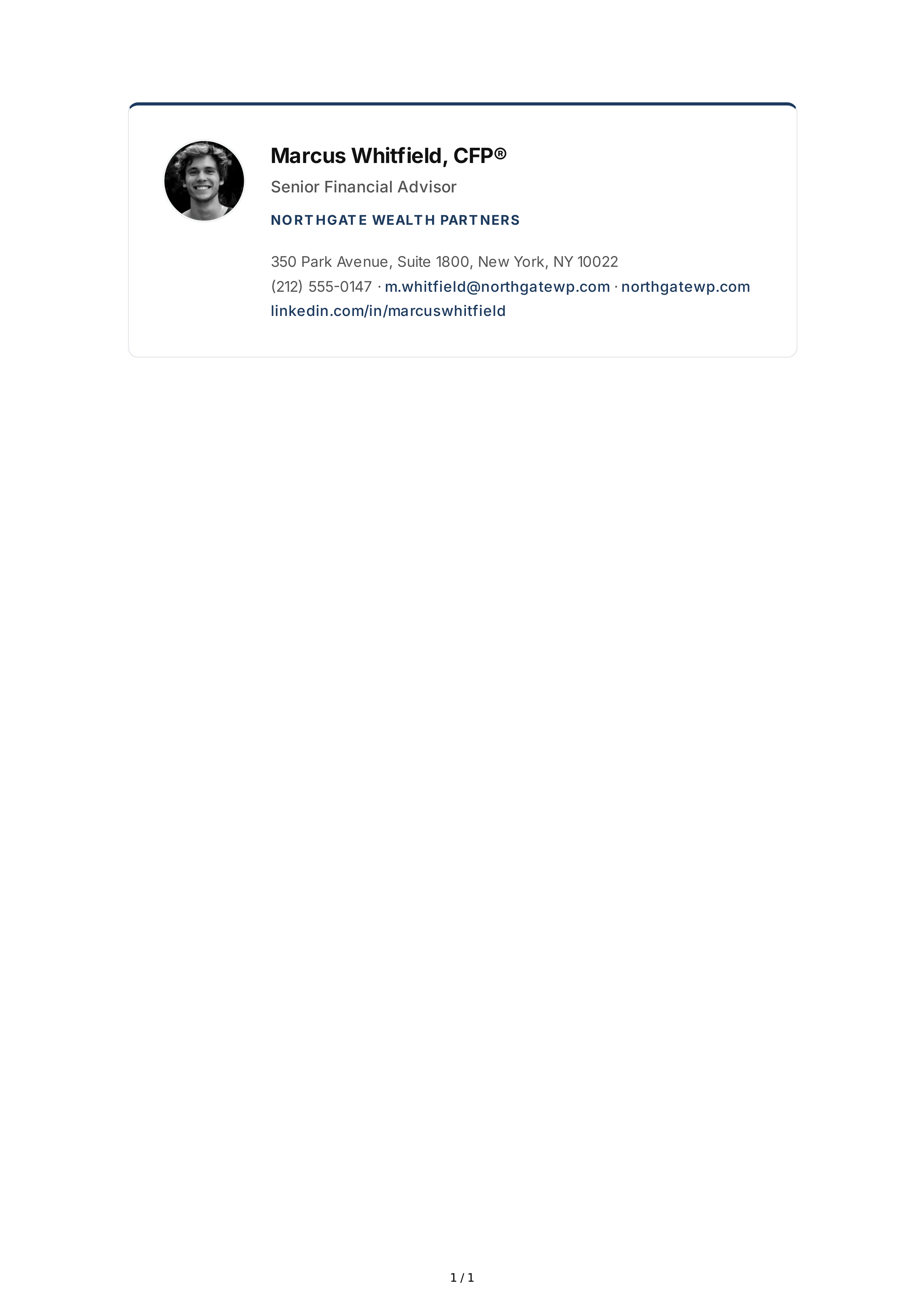 Financial Advisor Email Signature — page 1