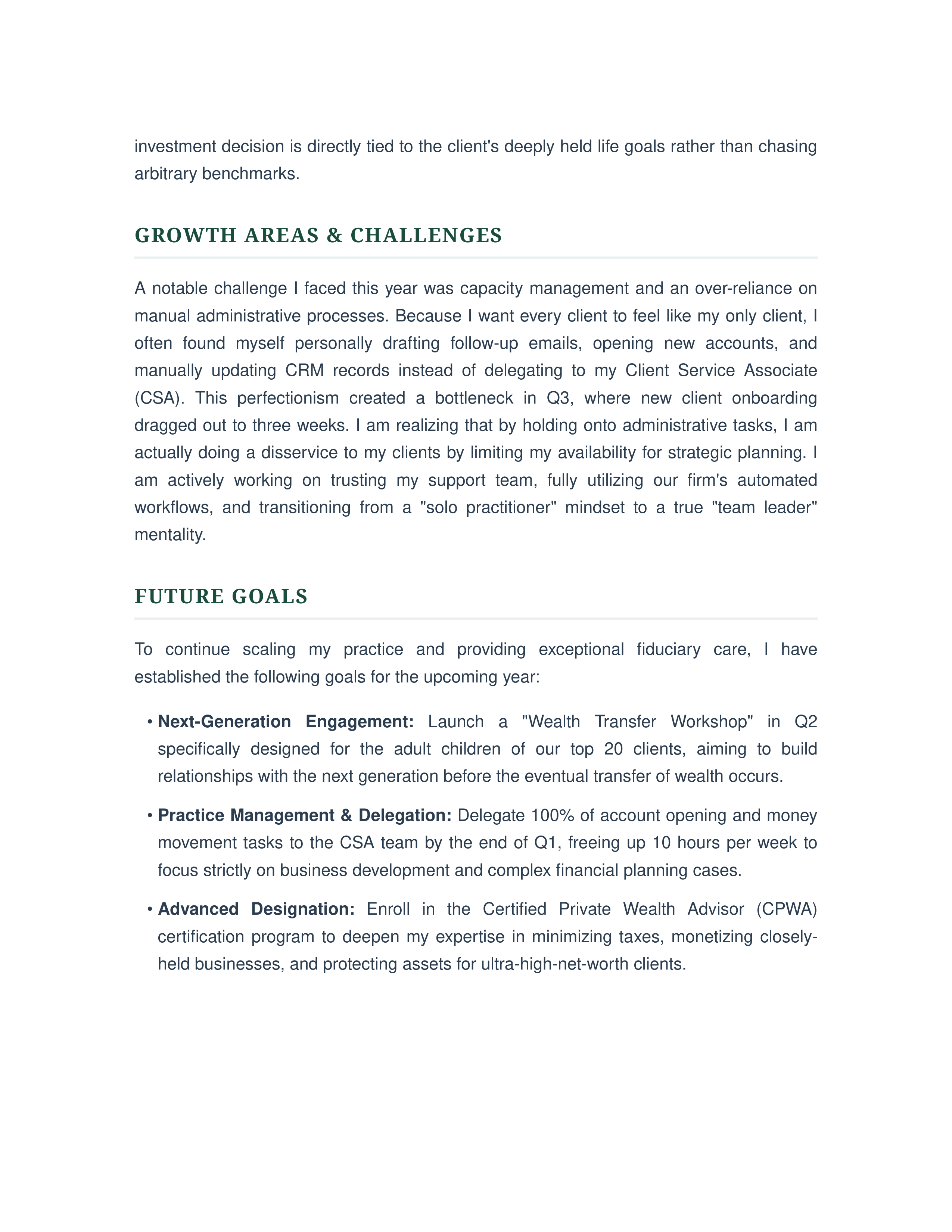 Financial Advisor Self Performance Review — page 2