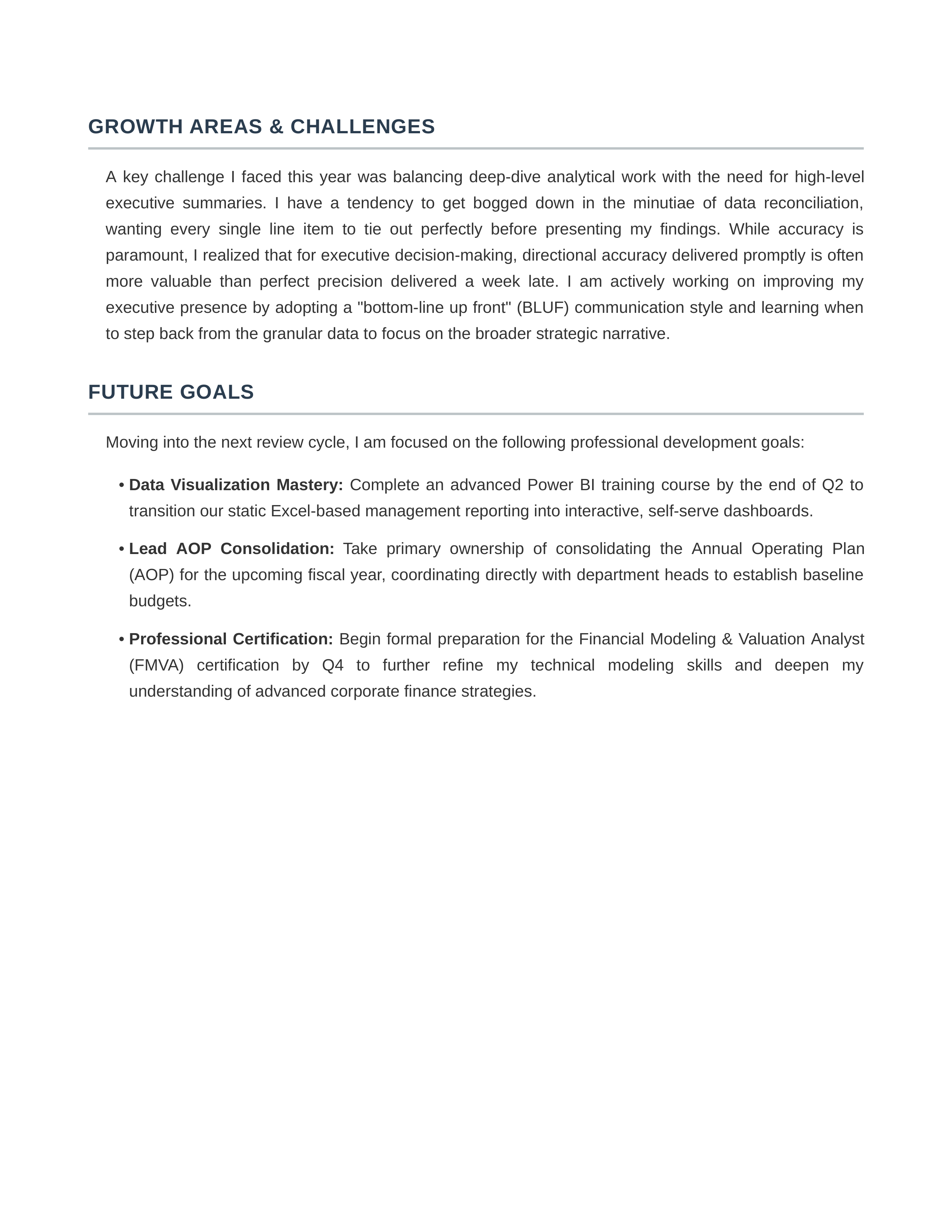 Financial Analyst Self Performance Review — page 2