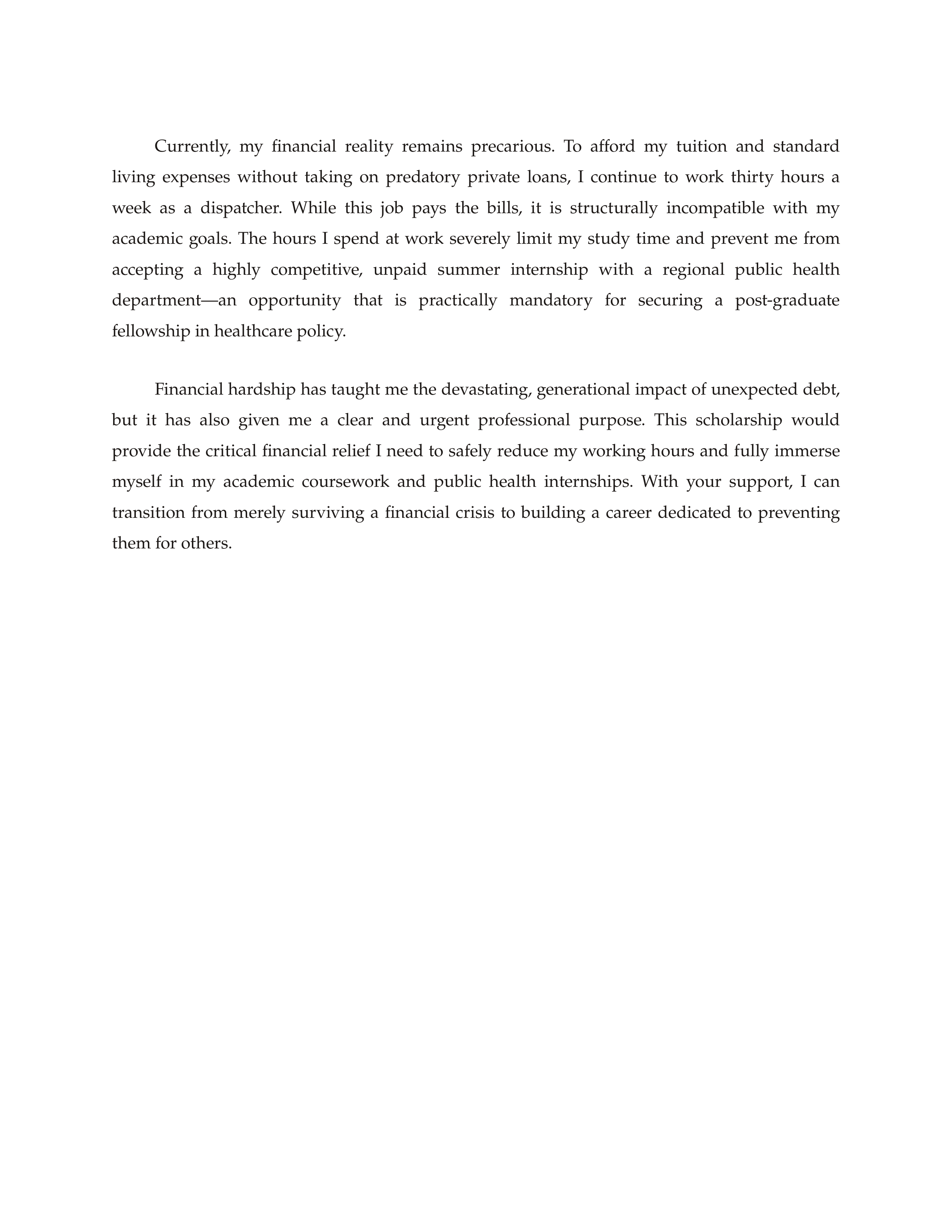 Financial Hardship Scholarship Essay — page 2