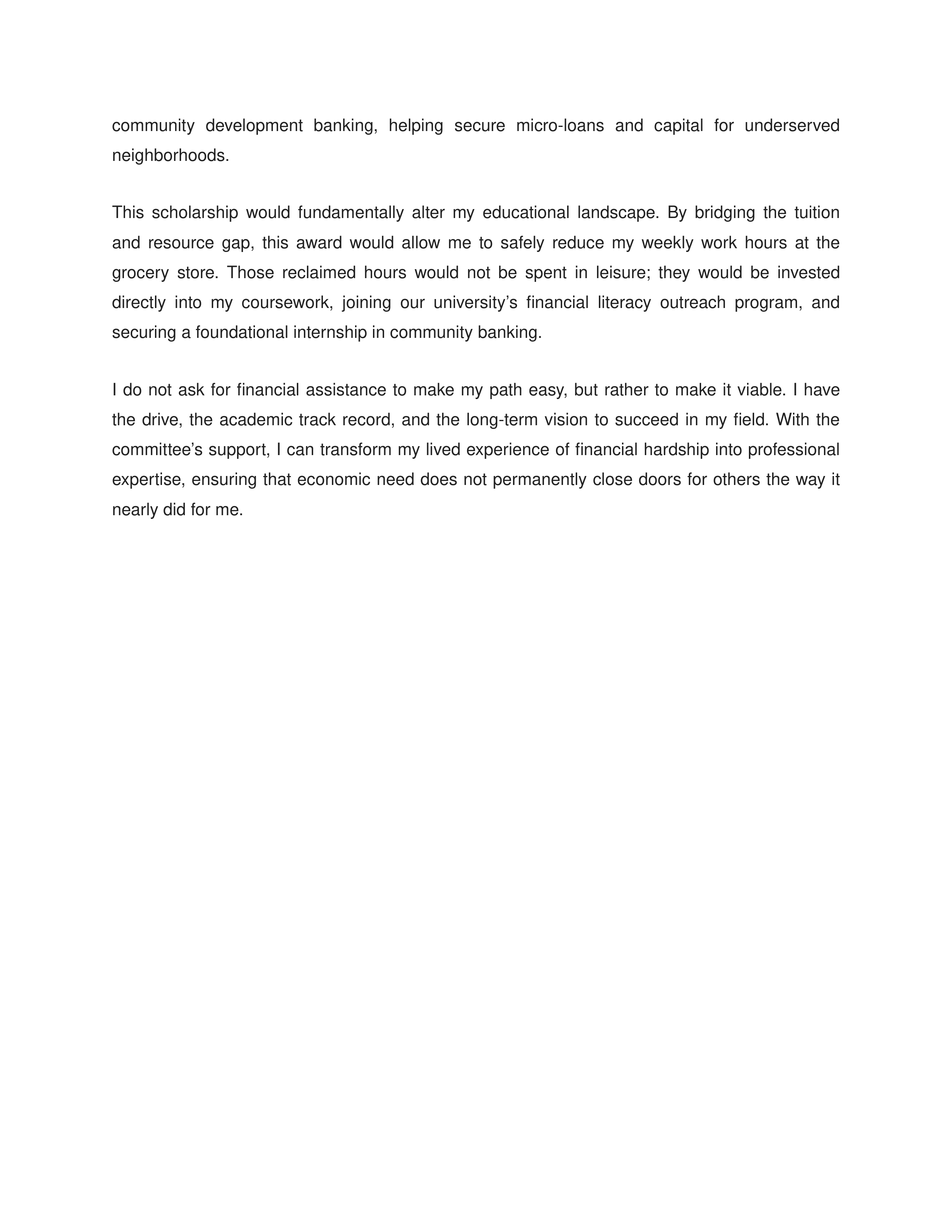 Financial Need Scholarship Essay — page 2
