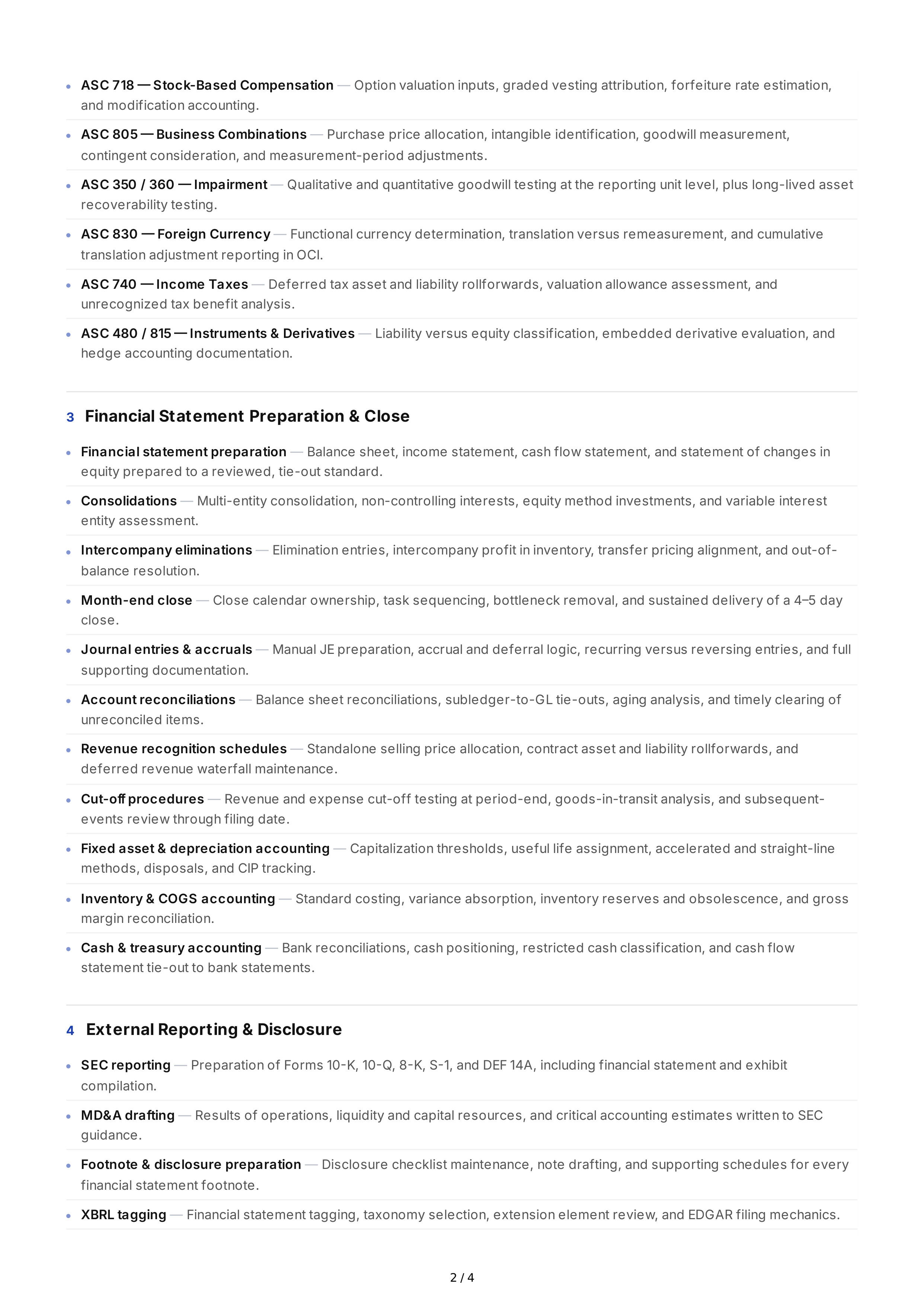 Financial Reporting Hard Skills — page 2