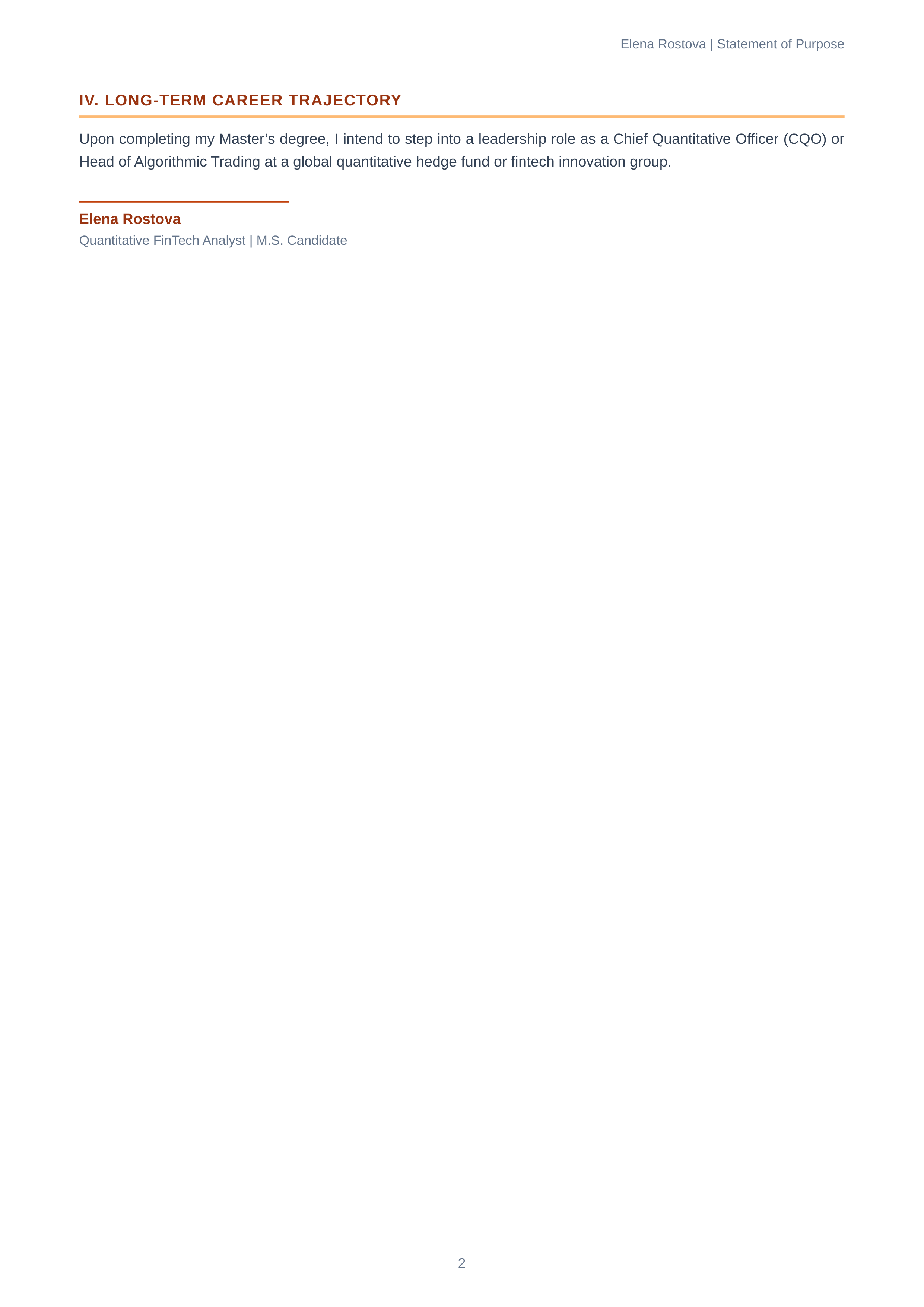 Financial Technology Statement of Purpose — page 2